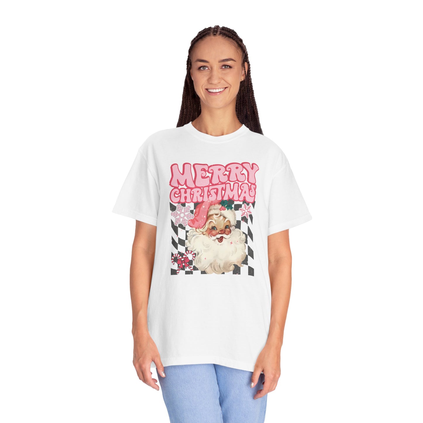 Retro Pink Santa Christmas Shirt