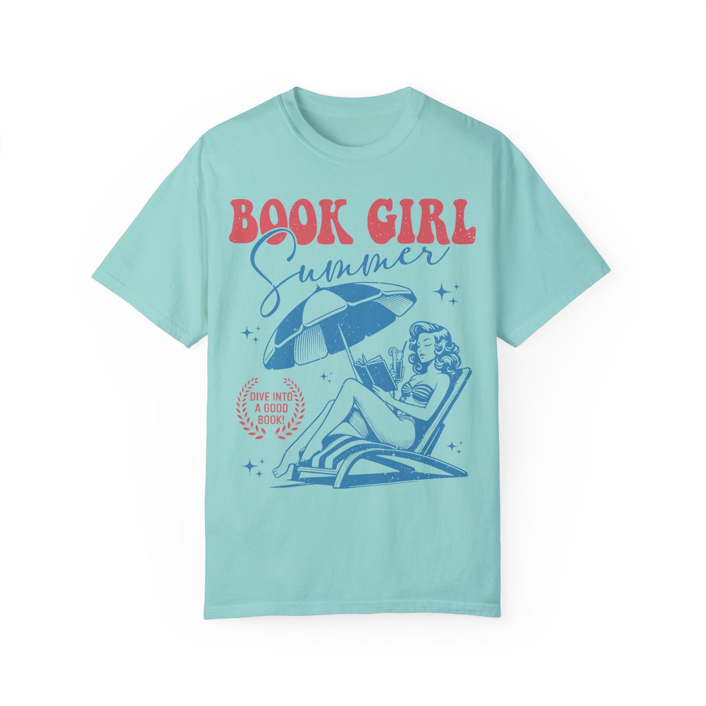 Vintage Book Girl Shirt - Retro Style Apparel for Literature Enthusiasts Chalky Mint