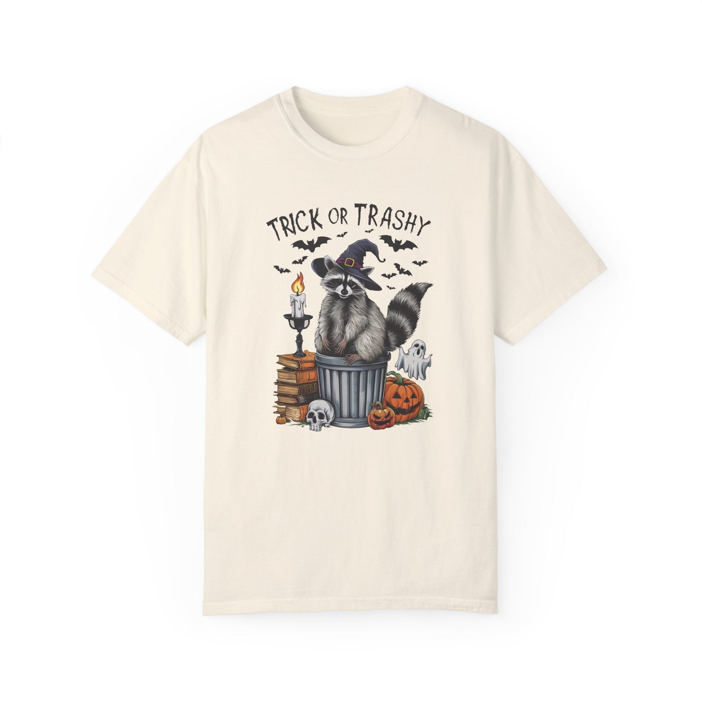 Trick or Trashy Raccoon Vintage Graphic T-shirt Ivory