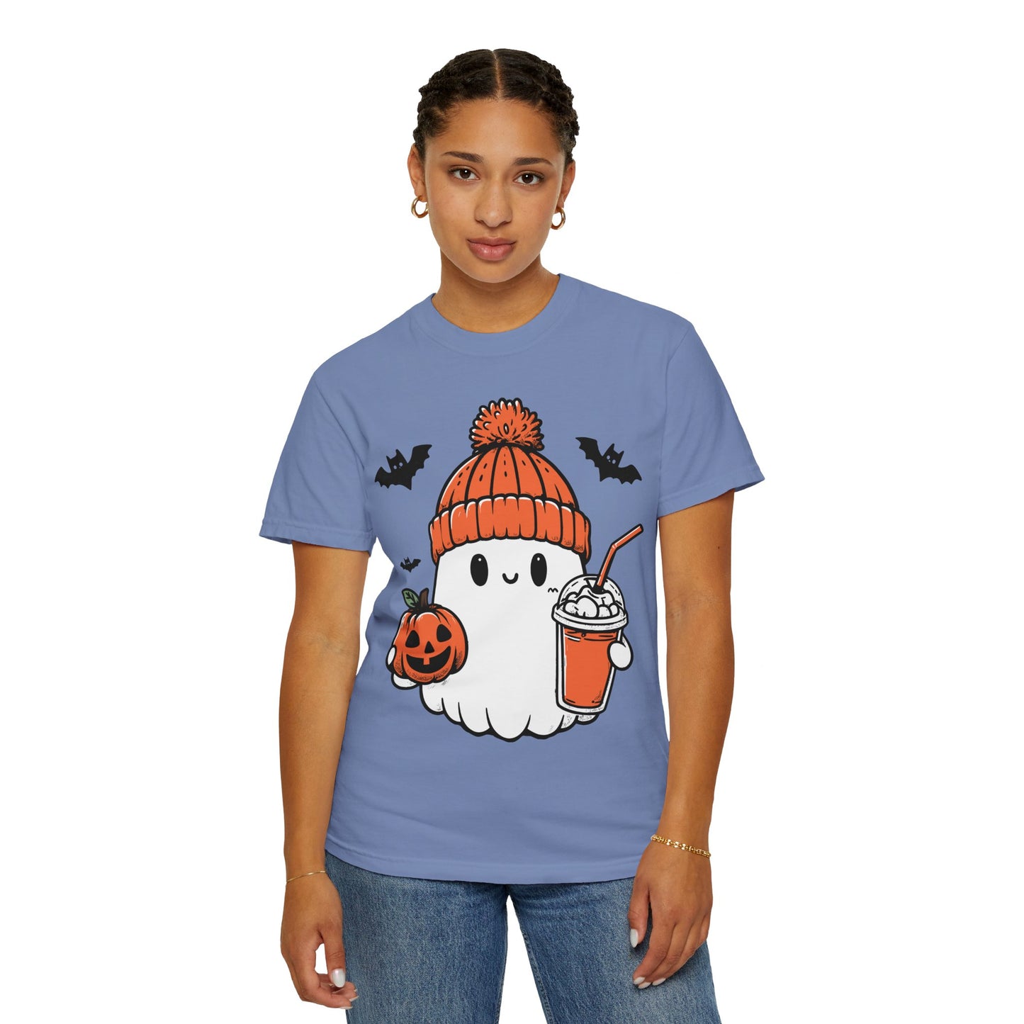 Comfort Colors Сute Ghost Coffee Shirt, Сute Little Ghost Iced Coffee t-shirt