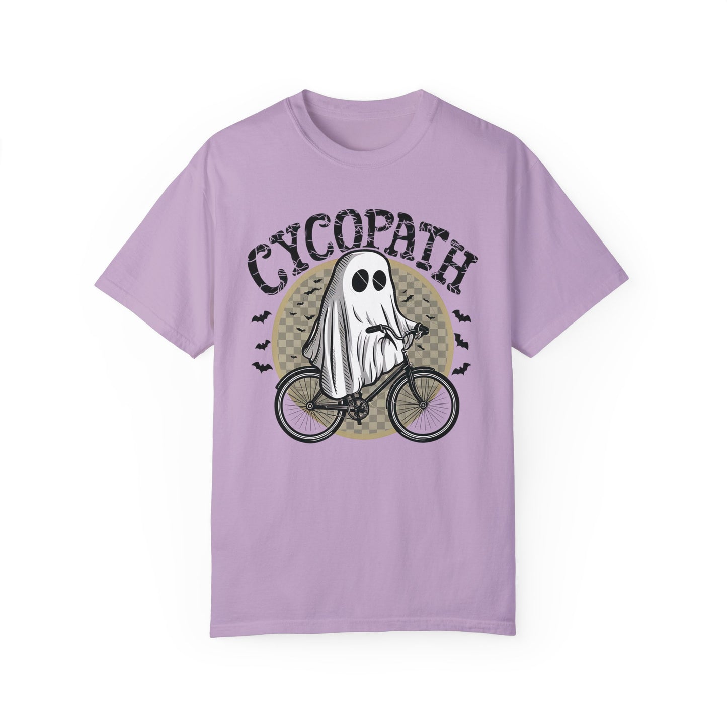Halloween Shirts Ghost Riding Bicycle TShirt ,Cycopath, Funny Halloween Orchid