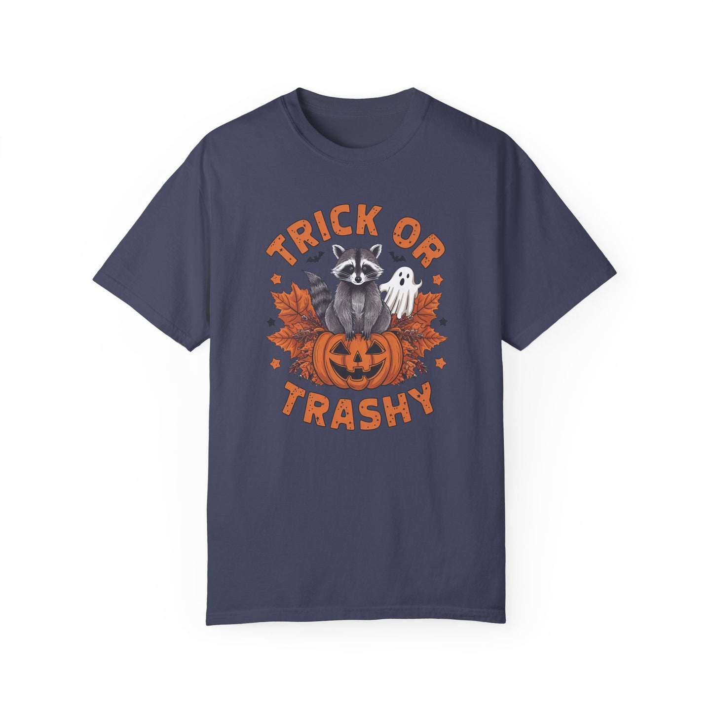 Trick or Trashy Shirt - Halloween Racoon Shirt Denim