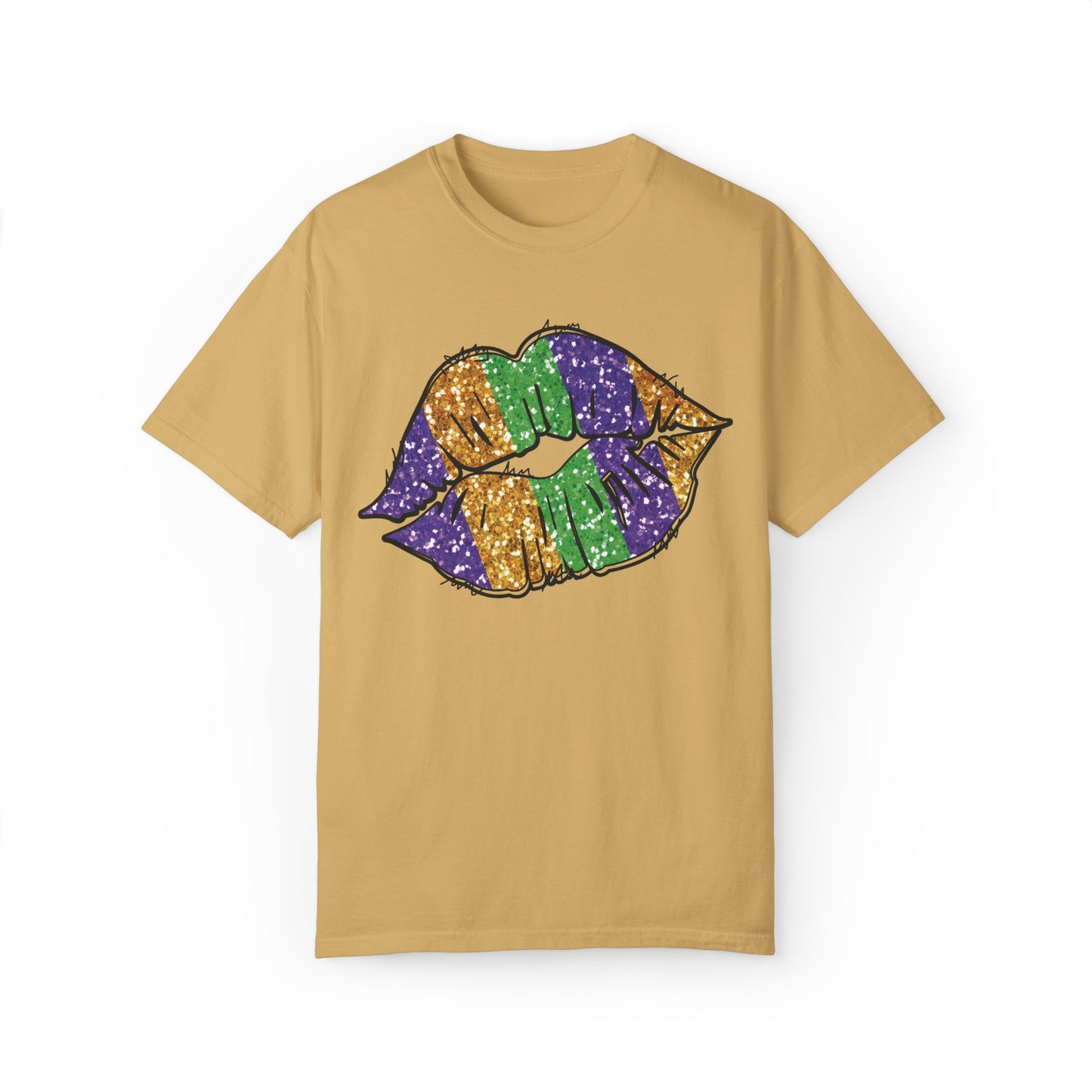 Comfort Colors Mardi Gras Lip Shirt Mustard