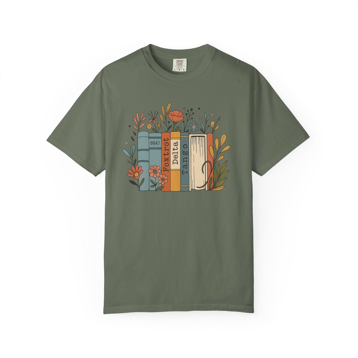 Foxtrot Delta Tango Book Shirt Retro Floral Comfort Colors T-Shirt