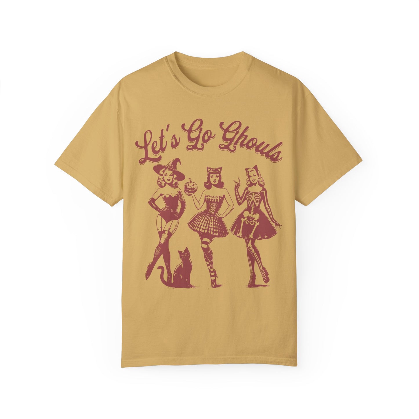 Lets Go Ghouls Witches Shirt - Spooky Girls Comfort Colors T-shirt Mustard
