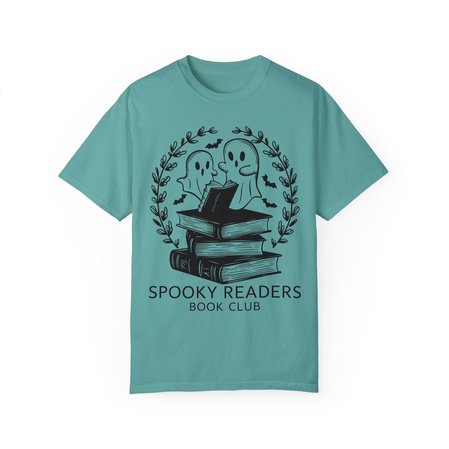 Comfort Colors Spooky Book Club Shirt, Book Ghost Shirt, Halloween Shirt Seafoam