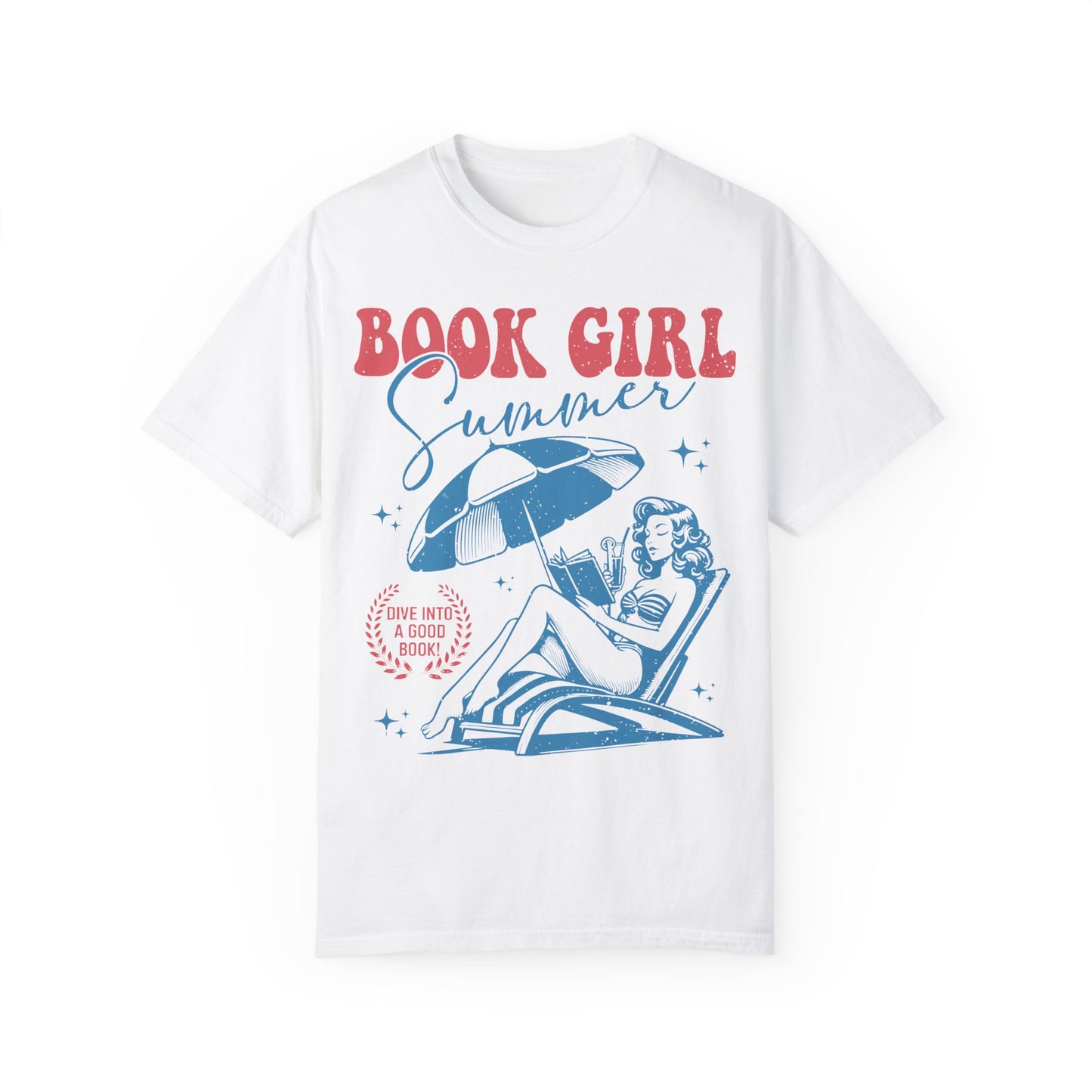 Vintage Book Girl Shirt - Retro Style Apparel for Literature Enthusiasts White