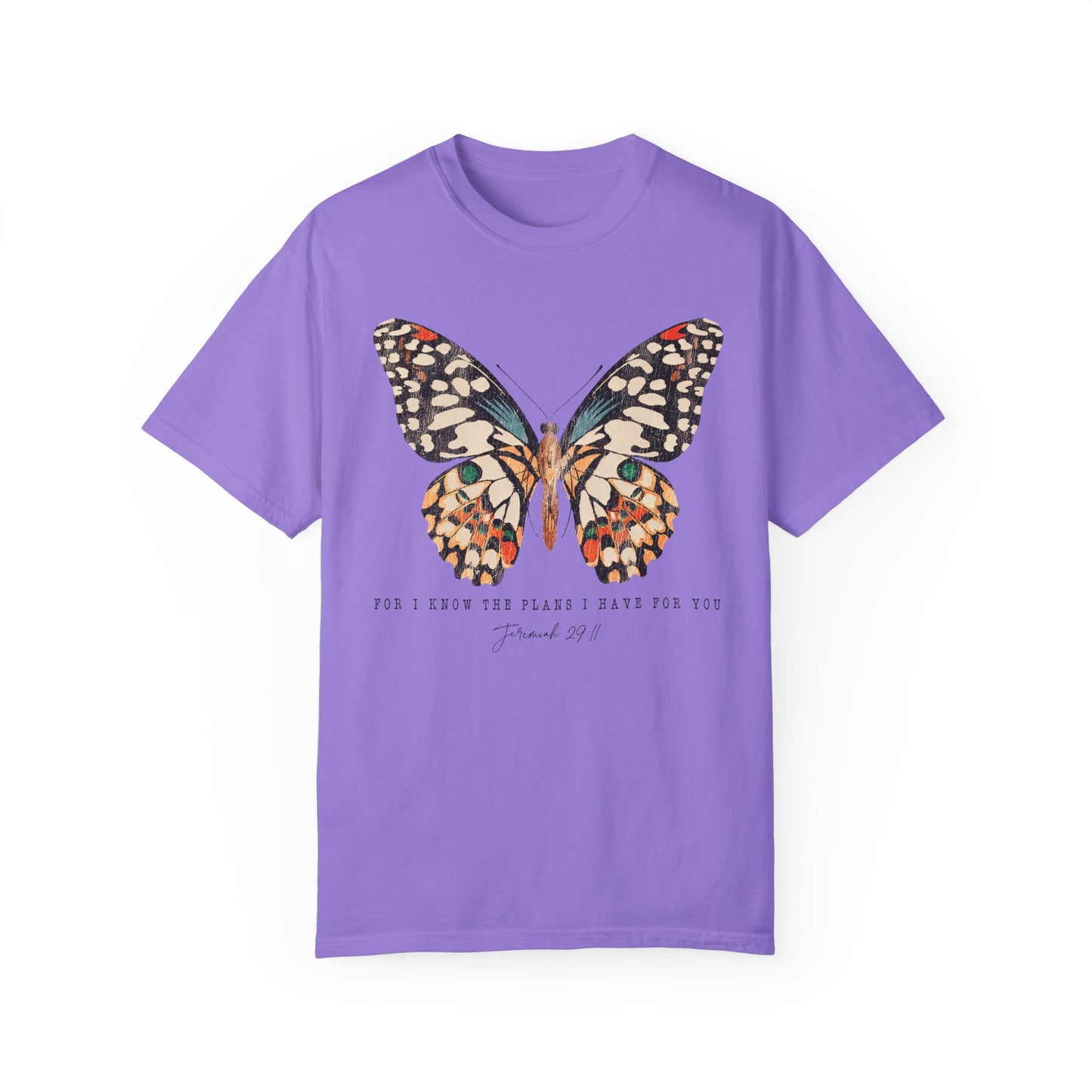 Jeremiah 29:11 Butterfly Shirt - Inspirational Christian Apparel Violet