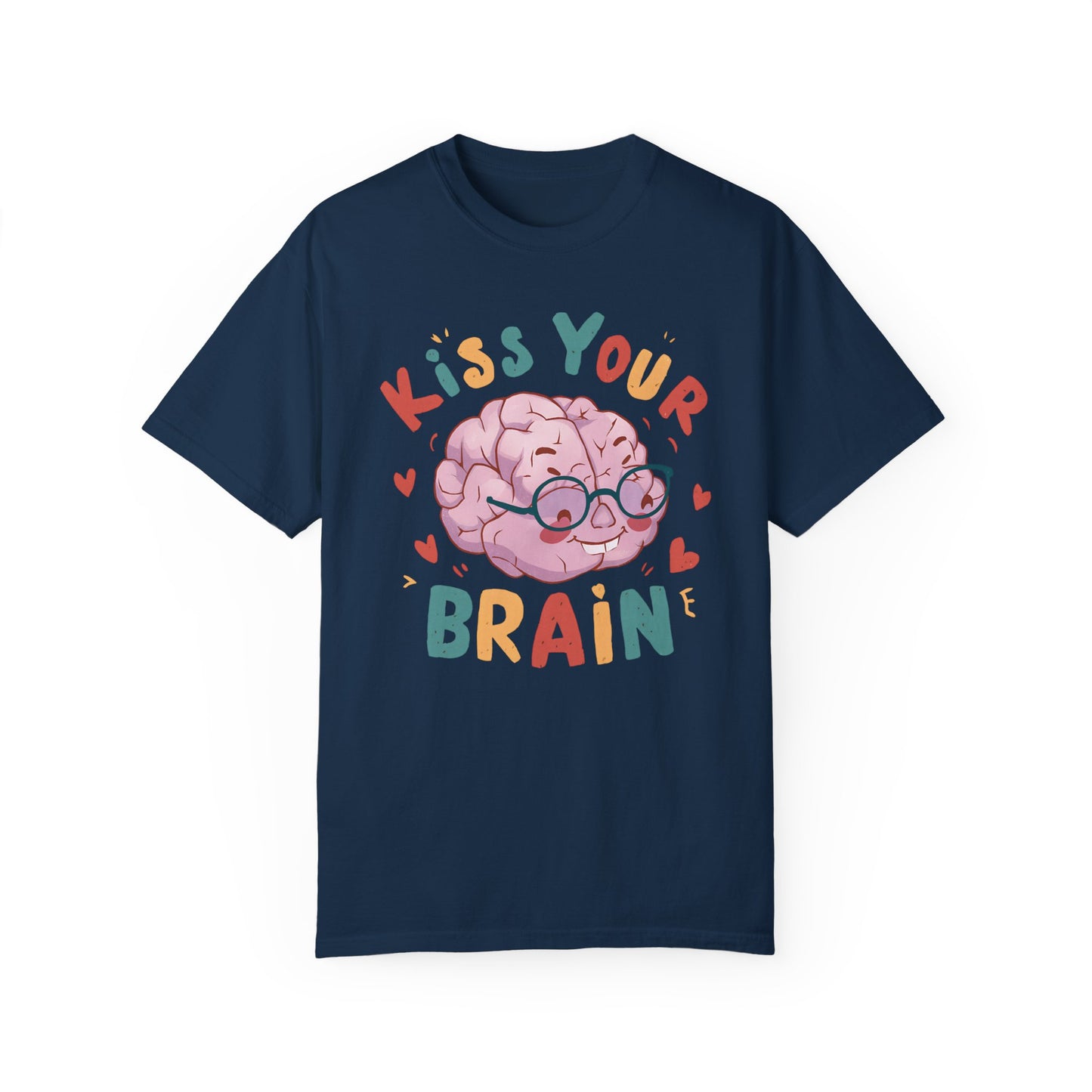 Kiss Your Brain Teacher Shirt True Navy