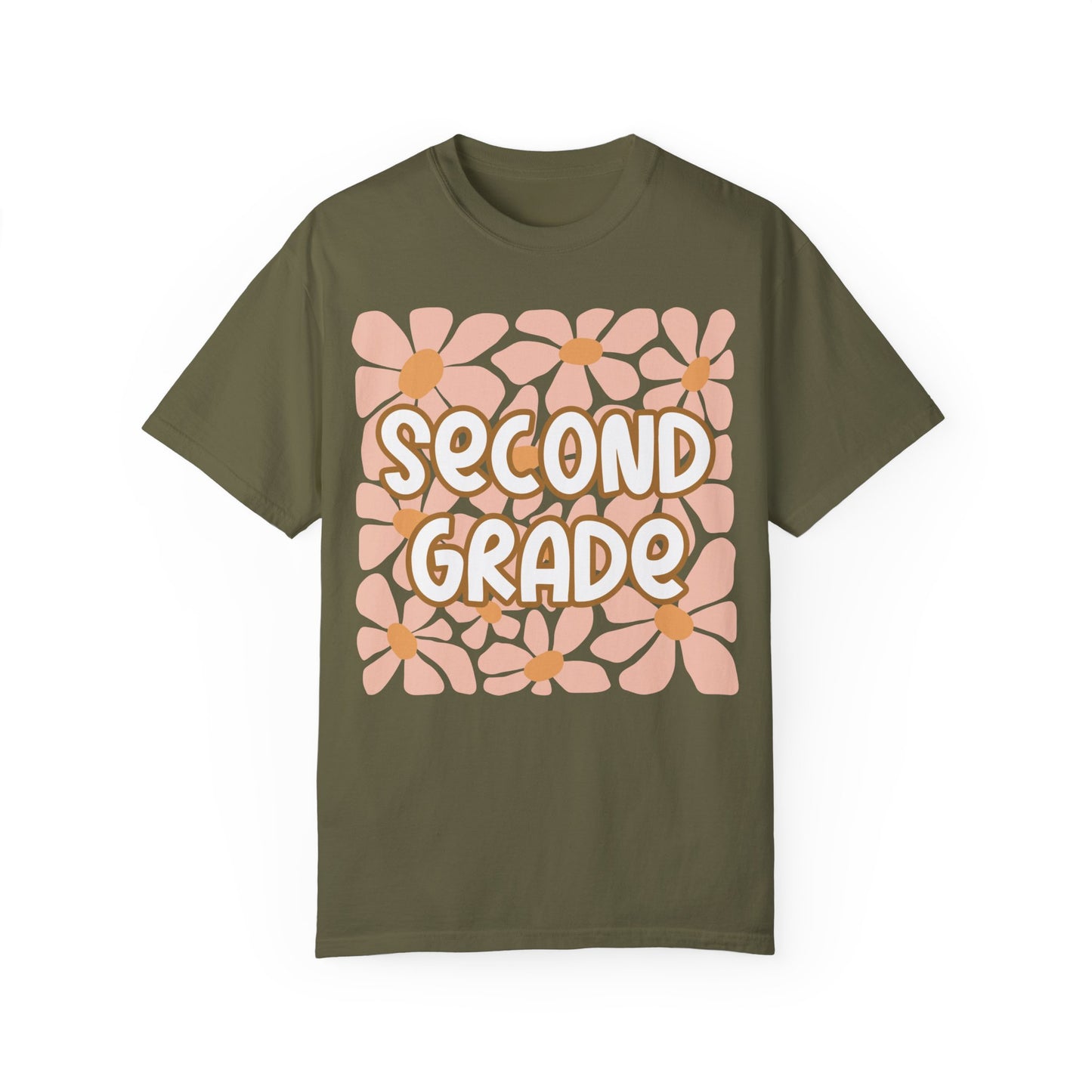 Floral Second Grade Teacher Back To School Shirt Sage