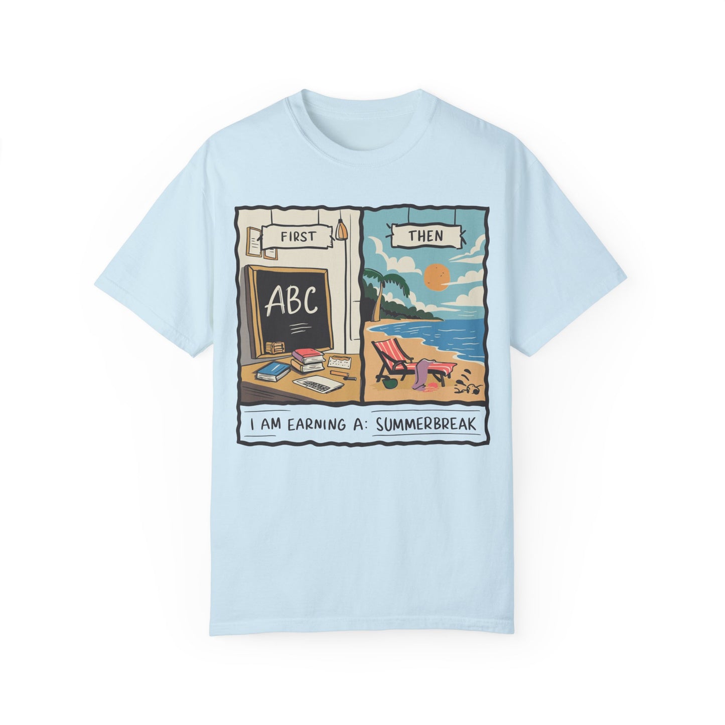 First Teach Then Beach School Out For Summer Shirt - Teacher Vacation Apparel Chambray