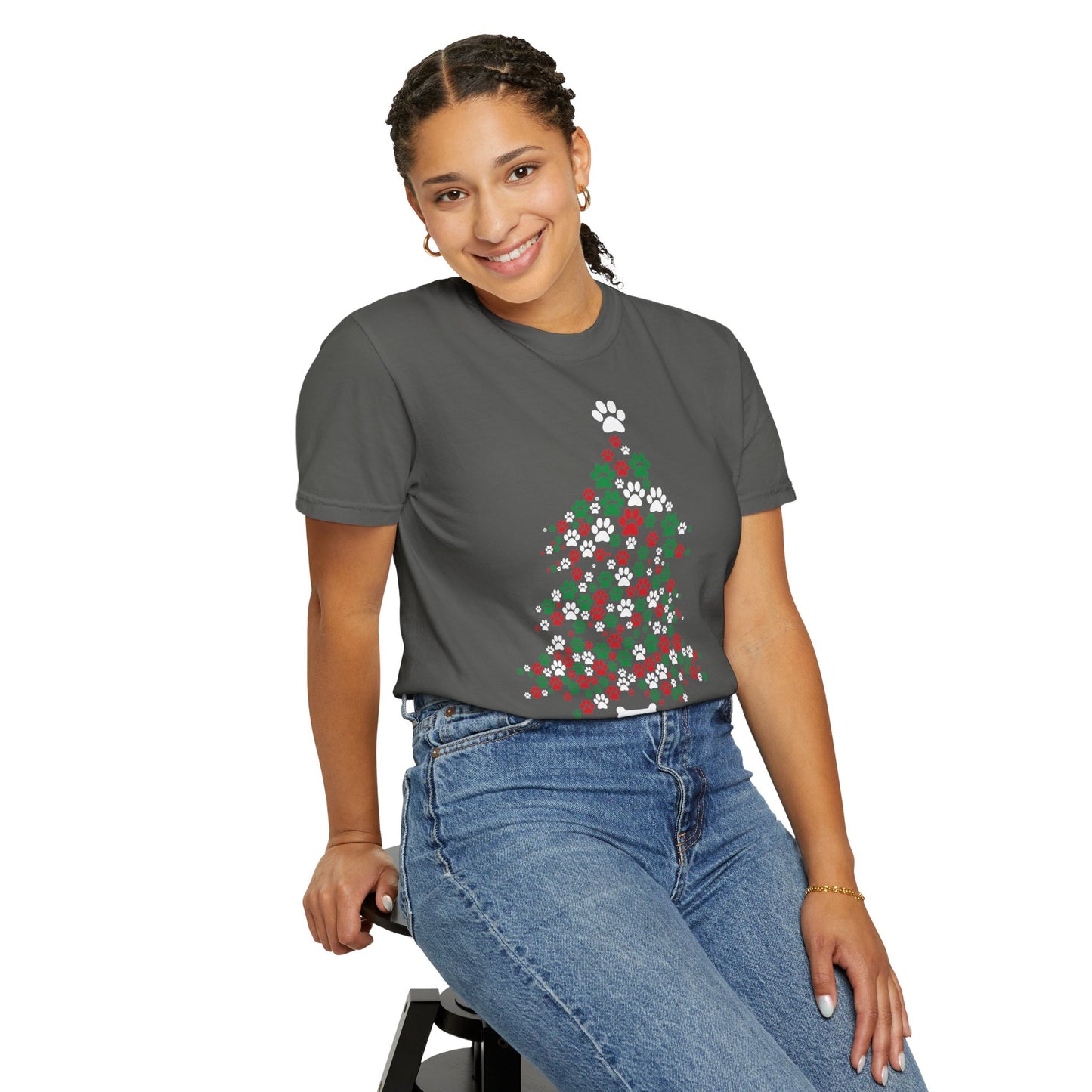 Paw Prints Christmas Tree Shirt, Merry Christmas, Dog Lover Shirt
