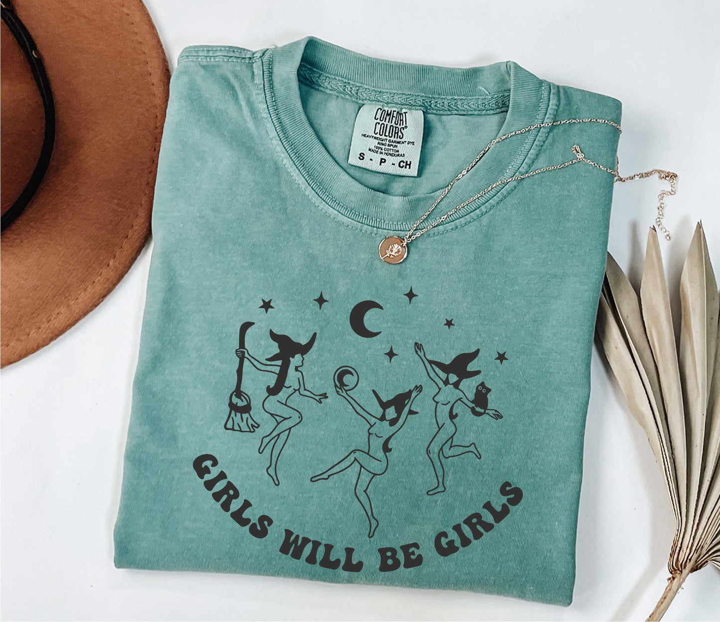 Girls Will Be Girls Halloween Witch Shirt, Comfort Colors Witch T-shirt, Halloween Women Shirt