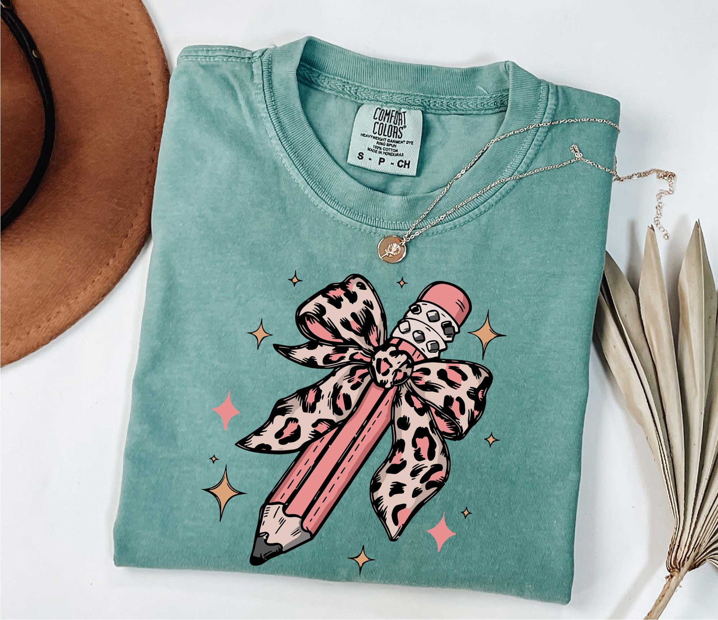 Leopard Pencil Bow Teacher Shirt, Back to School Shirt