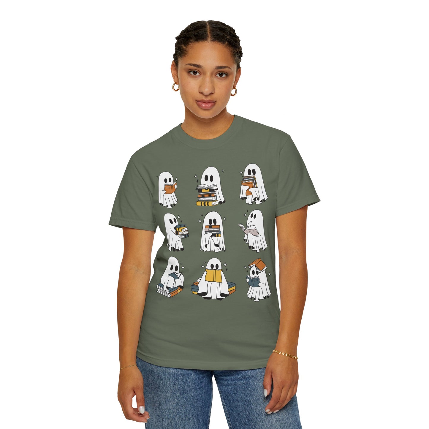 Comfort Colors Ghost Reading Books Shirt - Bookish Halloween Shirt