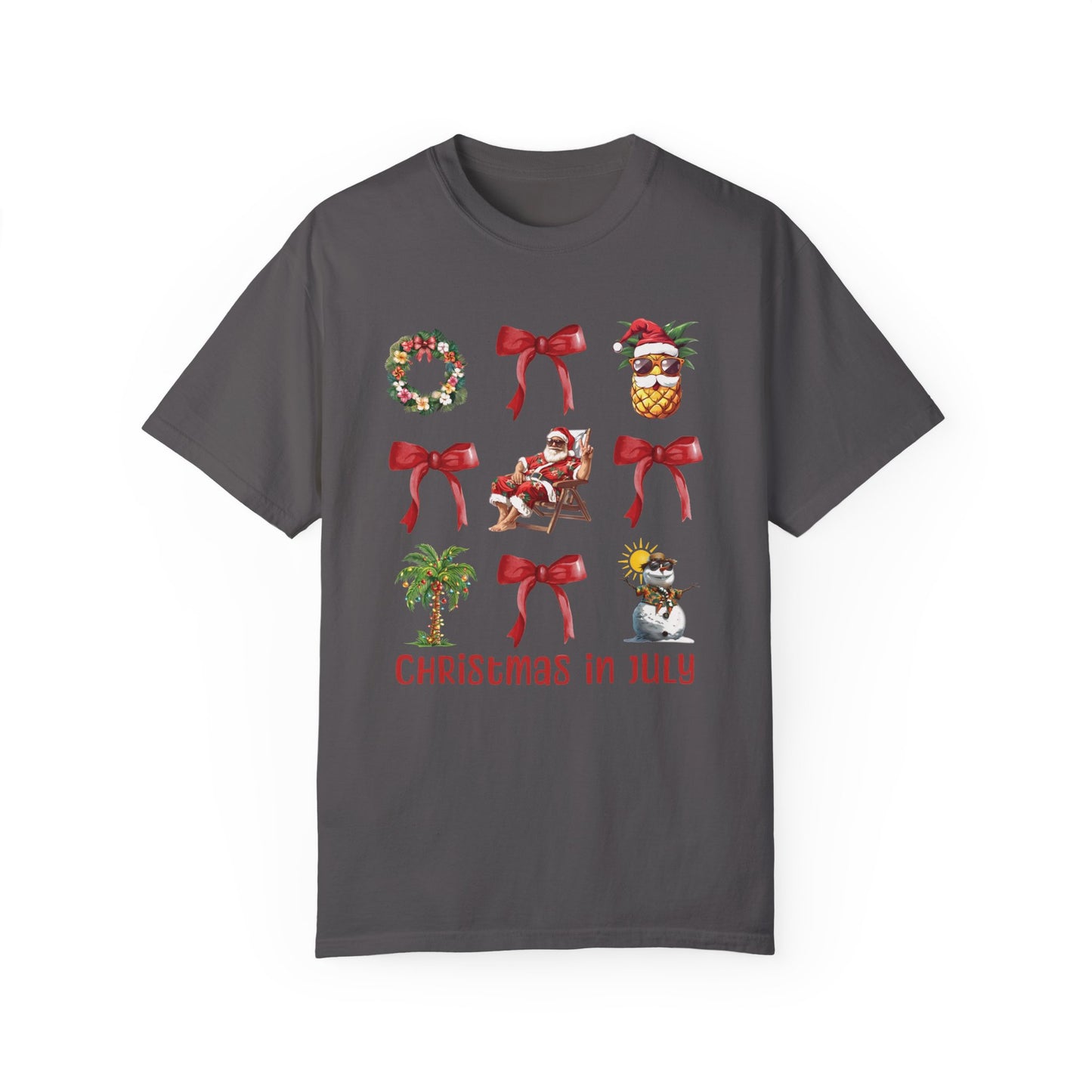 Coquette Christmas In July Santa Summer T-Shirt Graphite
