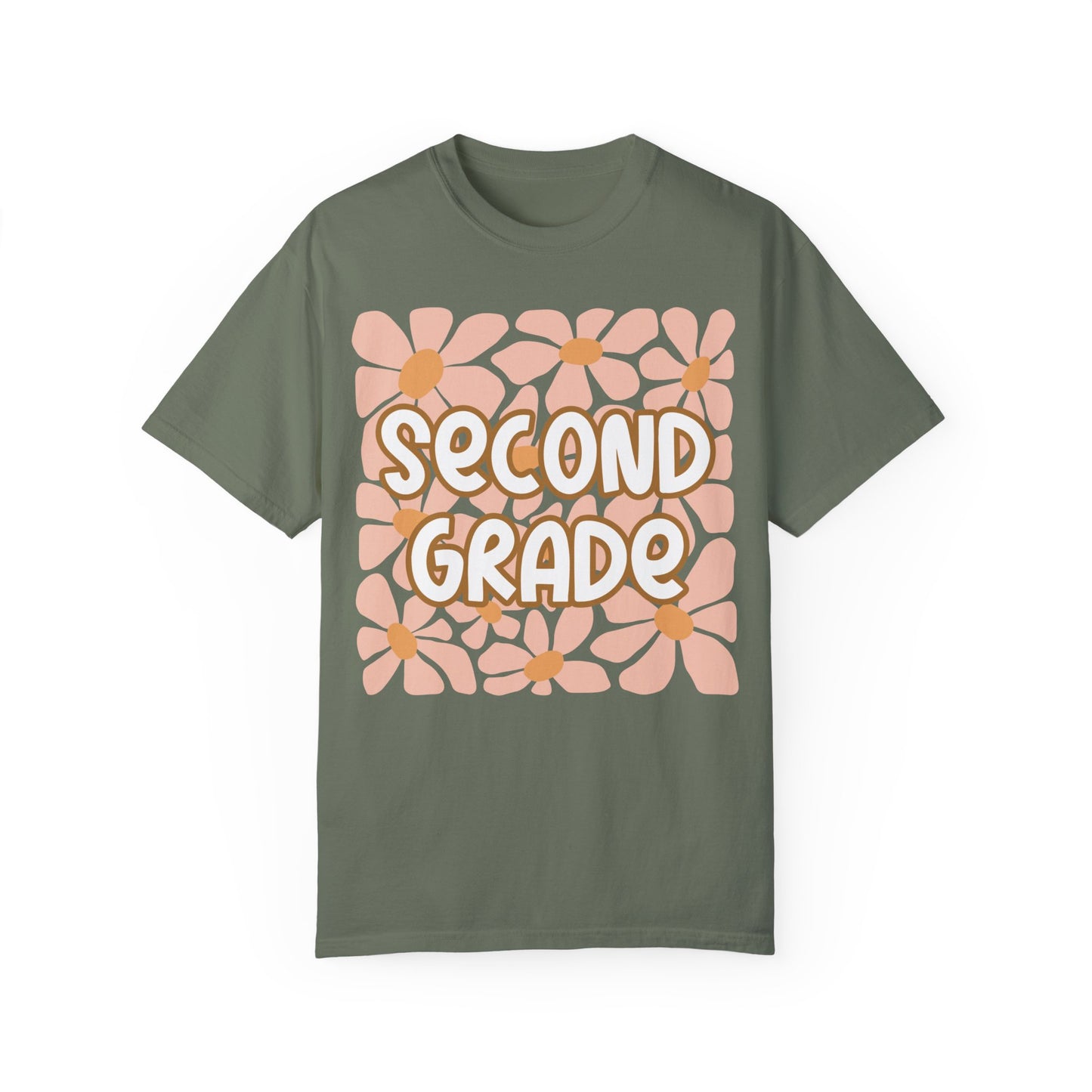 Floral Second Grade Teacher Back To School Shirt Moss