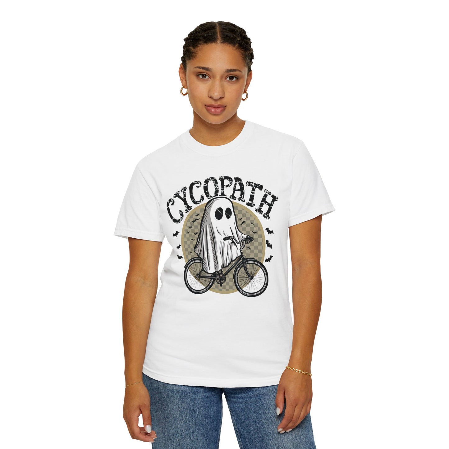 Halloween Shirts Ghost Riding Bicycle TShirt ,Cycopath, Funny Halloween