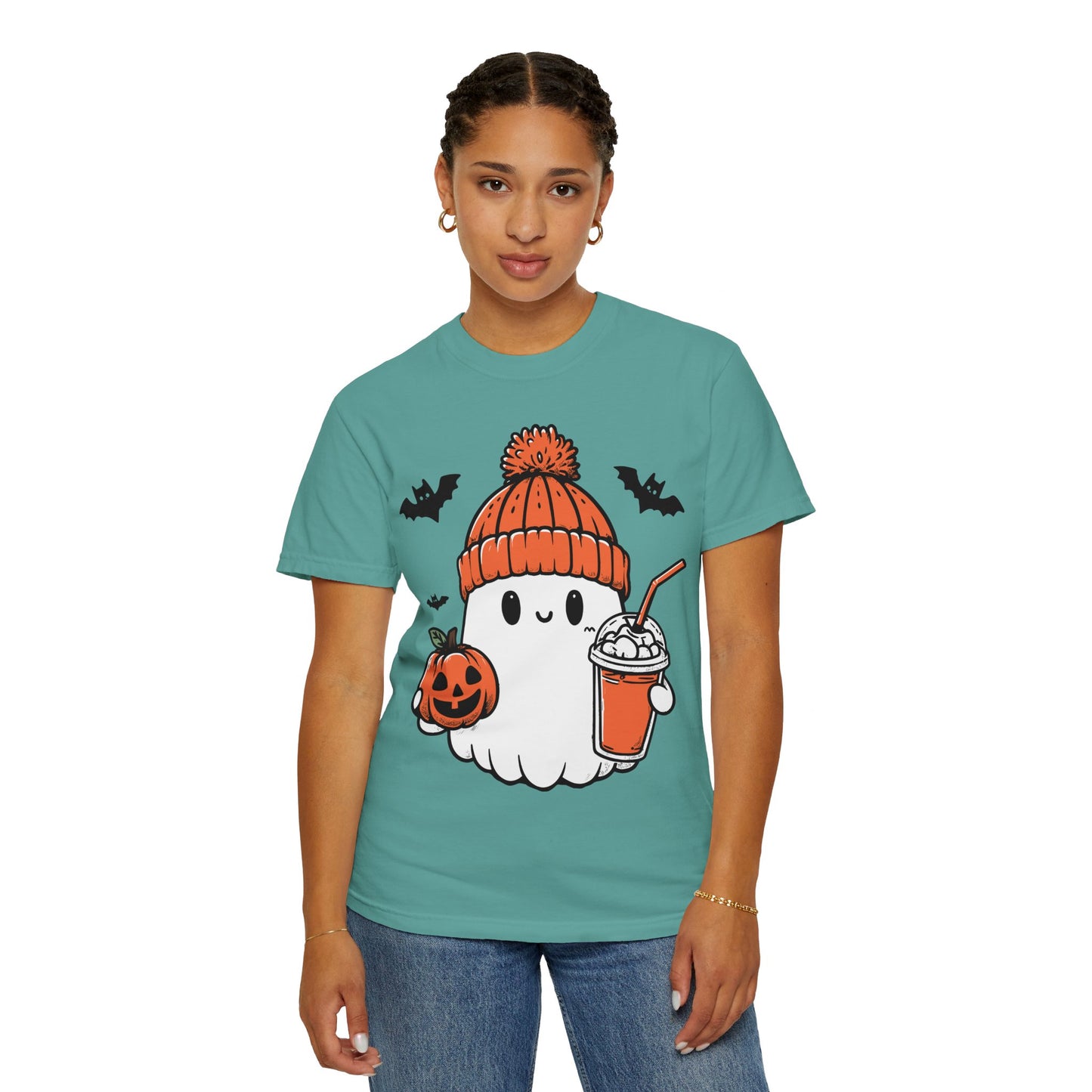 Comfort Colors Сute Ghost Coffee Shirt, Сute Little Ghost Iced Coffee t-shirt
