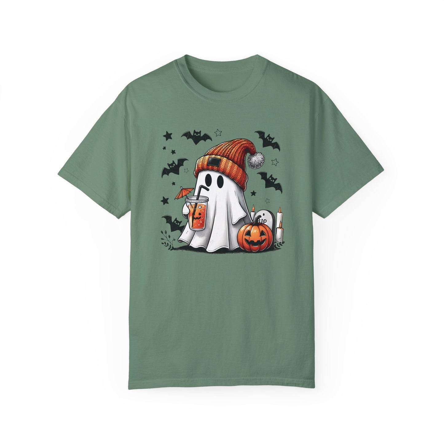 Halloween Ghost Comfort Colors Shirt, Cute Ghost Shirt, Womens Halloween Light Green