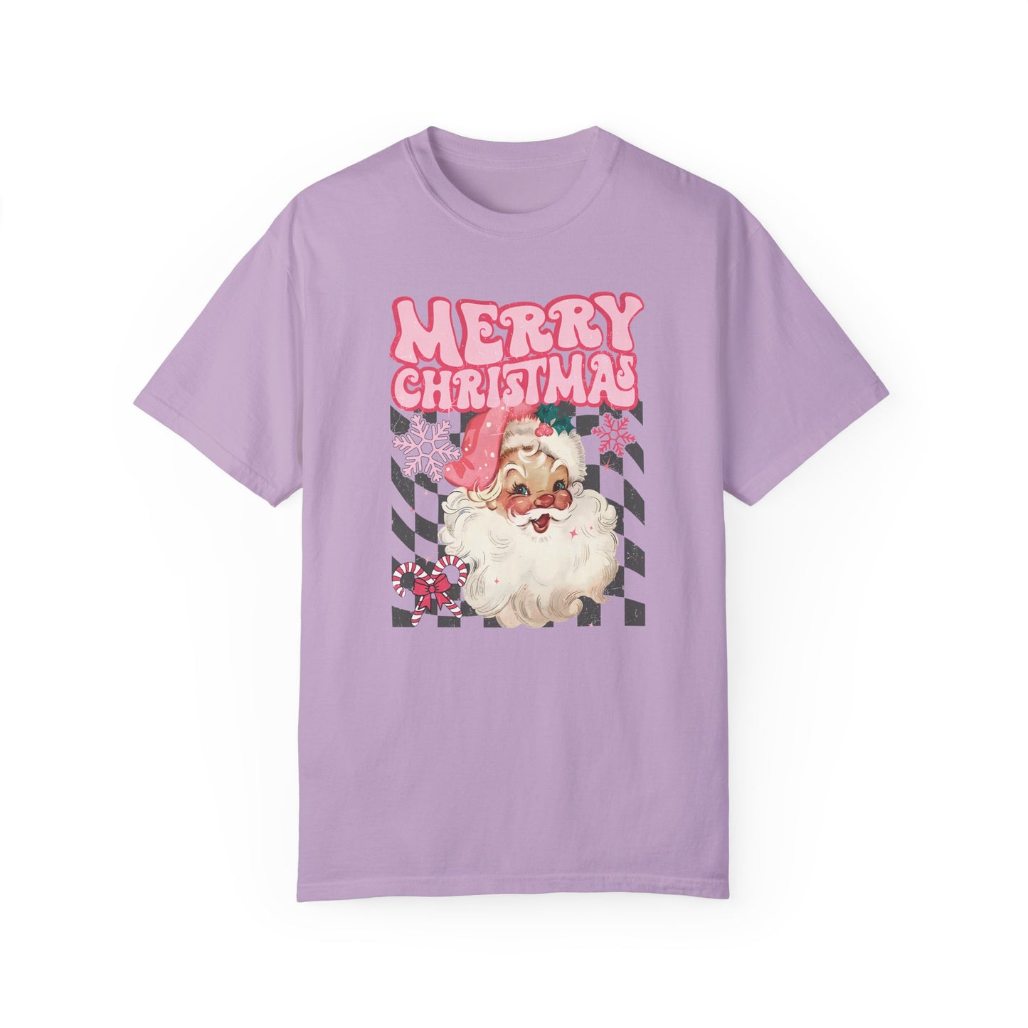 Retro Pink Santa Christmas Shirt Orchid