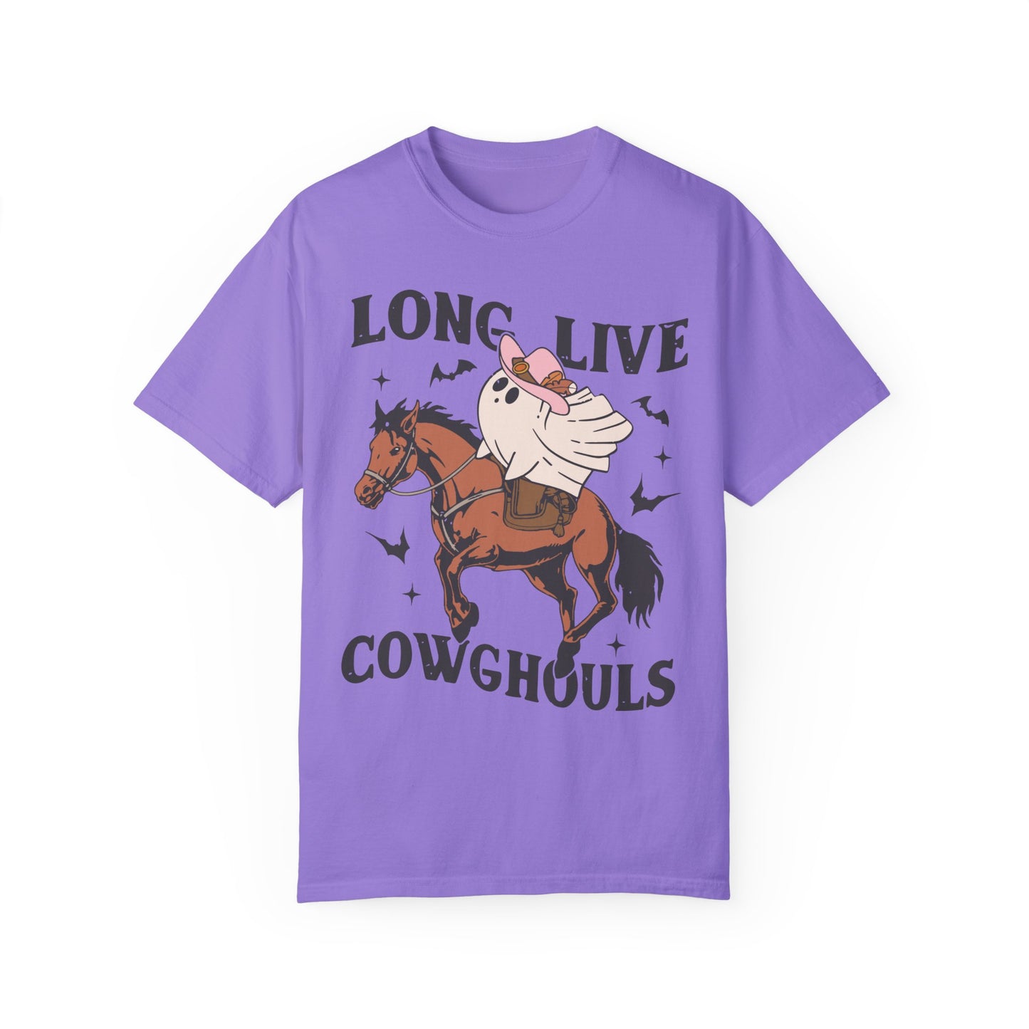 Long Live Cowghouls Western Halloween Graphic Tee Shirt Violet