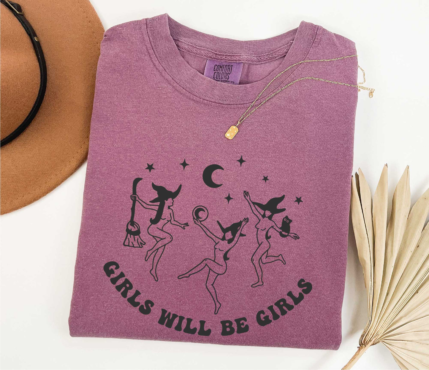 Girls Will Be Girls Halloween Witch Shirt, Comfort Colors Witch T-shirt, Halloween Women Shirt