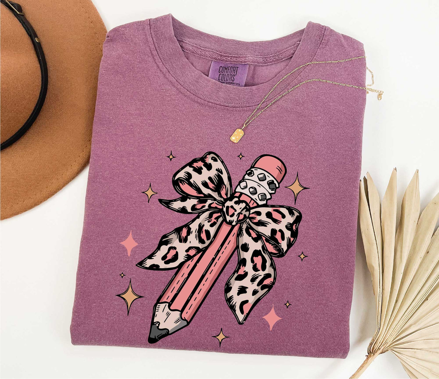 Leopard Pencil Bow Teacher Shirt, Back to School Shirt