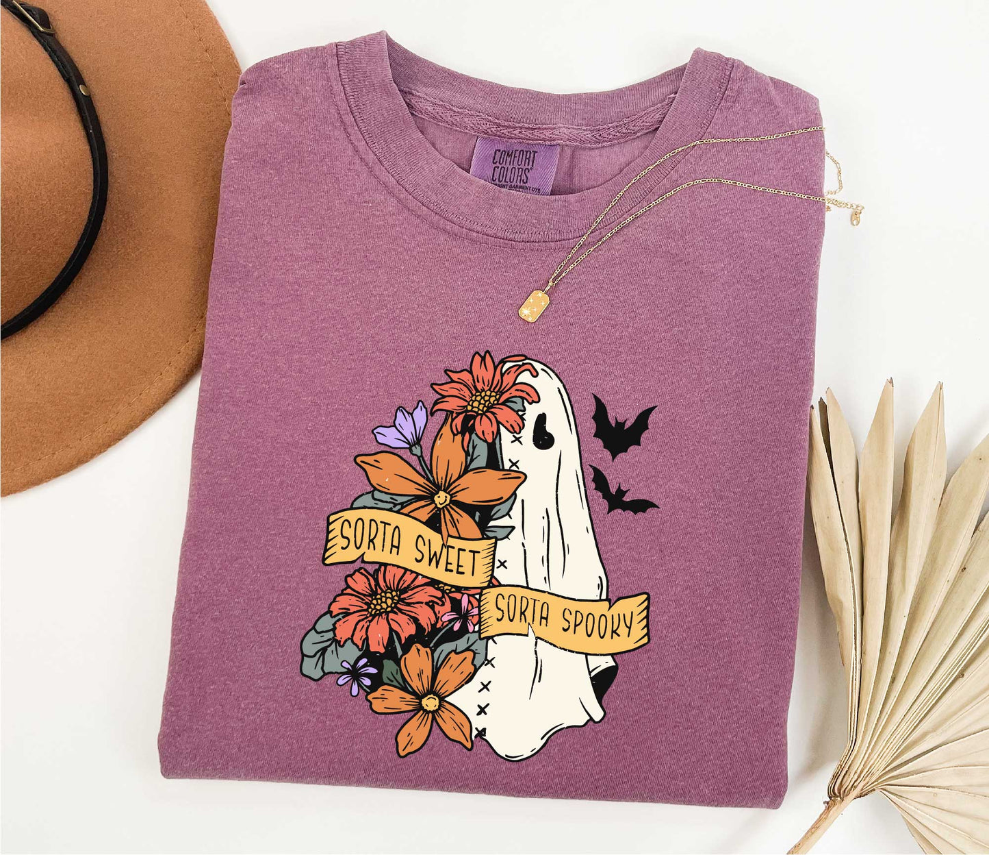 Sorta Sweet Sorta Spooky Shirt, Halloween Wildflower Shirt, Halloween Ghost Gift Ideas
