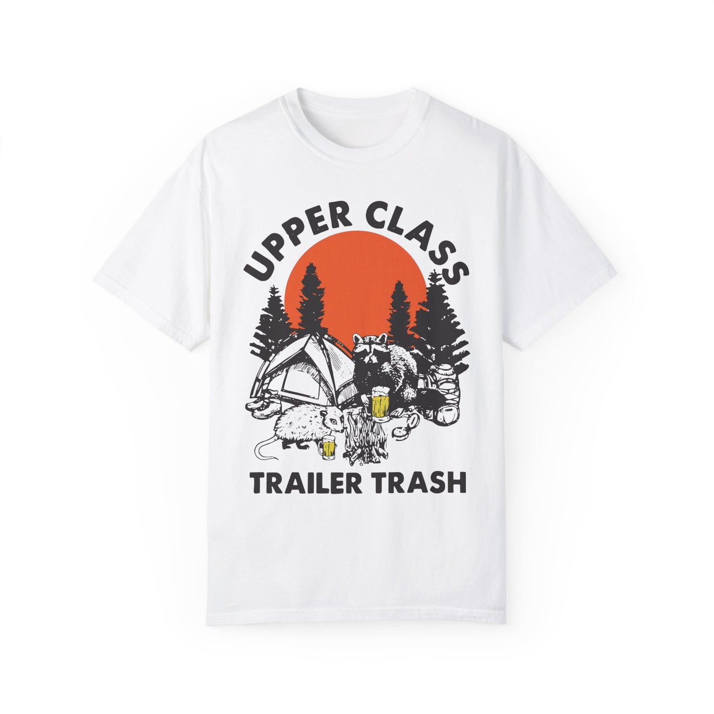 Upper Class Trailer Trash Shirt - Cute Raccoon Camp Shirt White