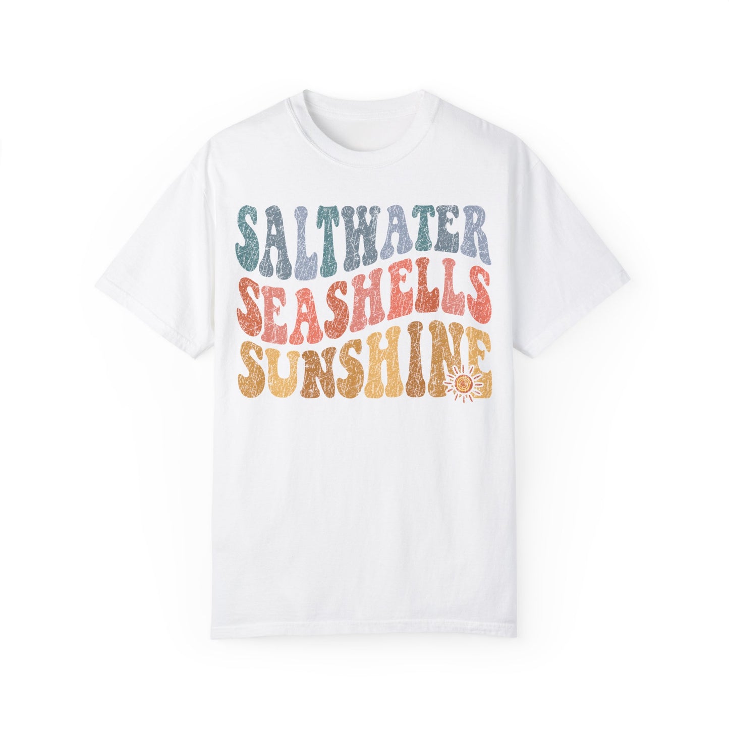 Comfort Colors Saltwater Seashells Sunshine Summer Shirt White