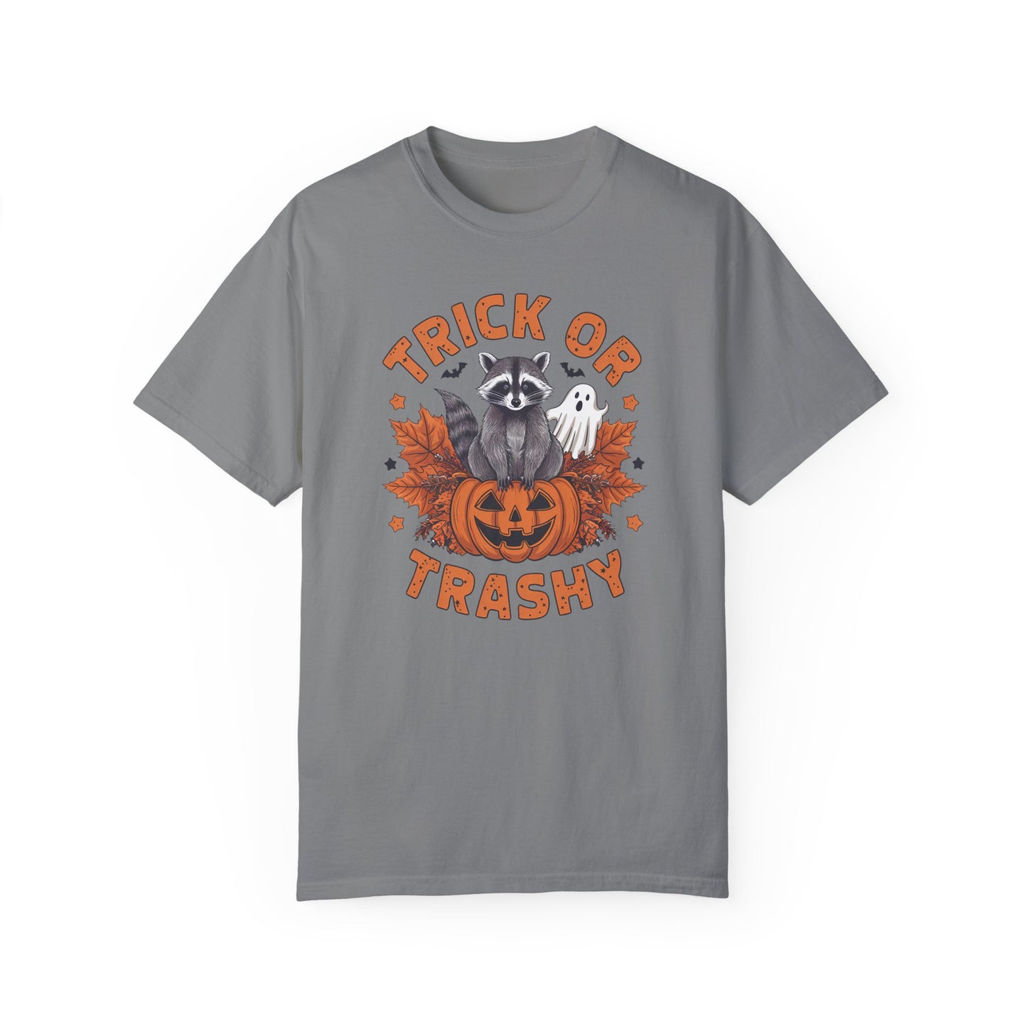 Trick or Trashy Shirt - Halloween Racoon Shirt Grey