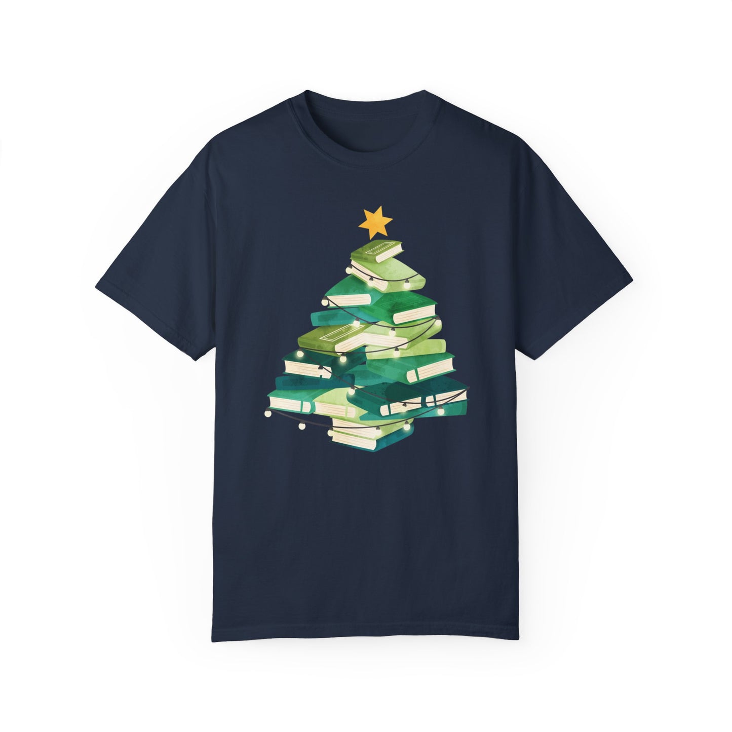 Christmas Book Tree Shirt, Christmas Gift,Book Lovers Christmas Gift,Bookworm Christmas Shirt Navy