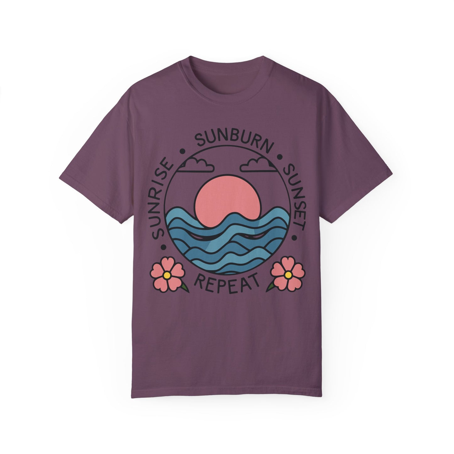 Retro Summer Shirt Sunrise Sunburn Sunset Repeat Shirt Berry