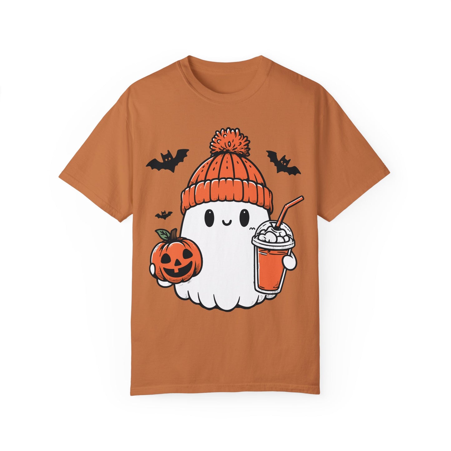 Comfort Colors Сute Ghost Coffee Shirt, Сute Little Ghost Iced Coffee t-shirt Yam