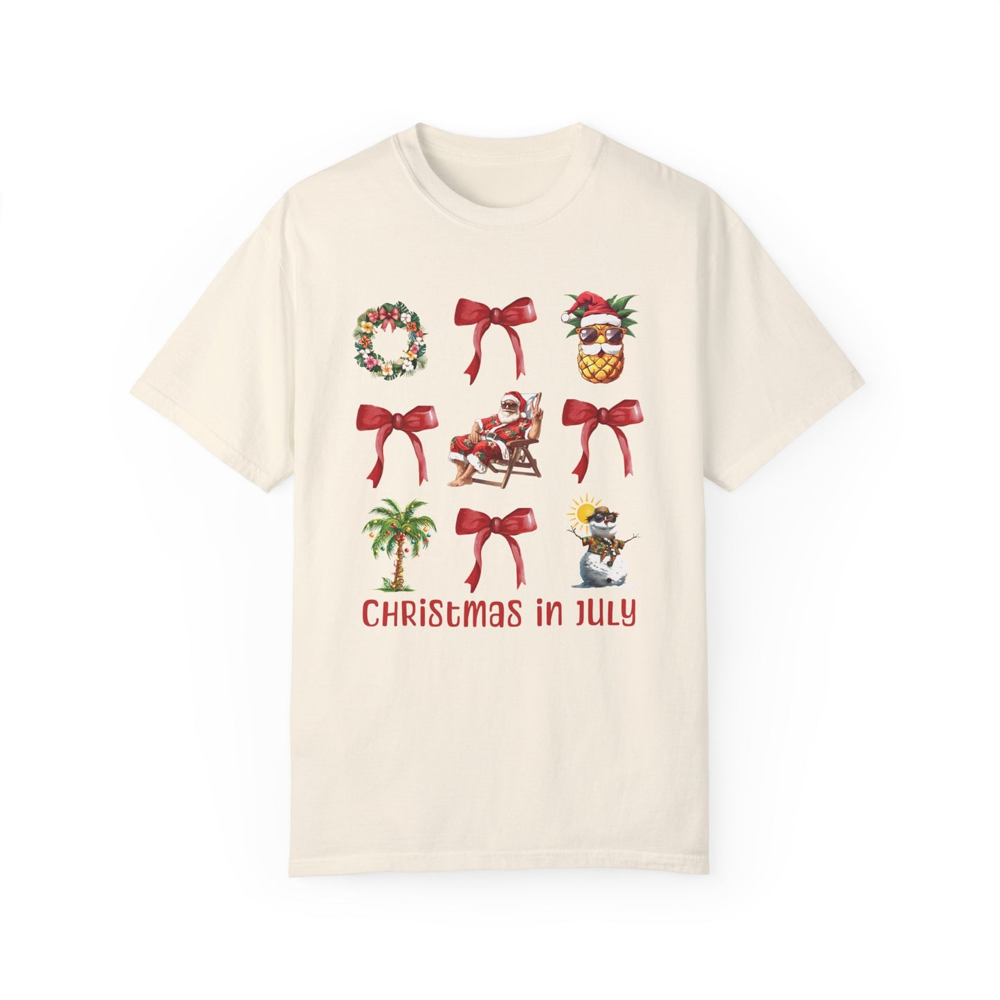 Coquette Christmas In July Santa Summer T-Shirt Ivory