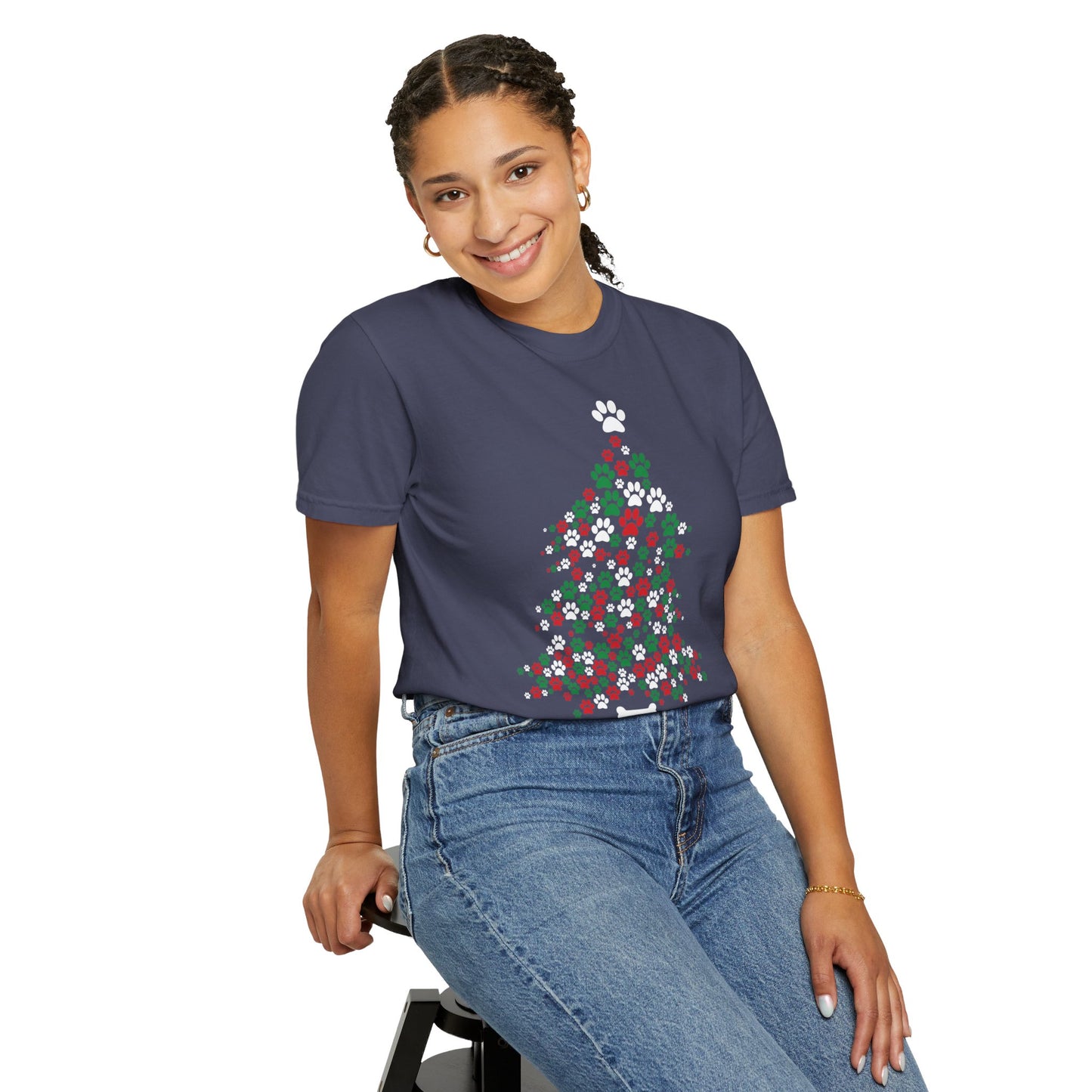 Paw Prints Christmas Tree Shirt, Merry Christmas, Dog Lover Shirt