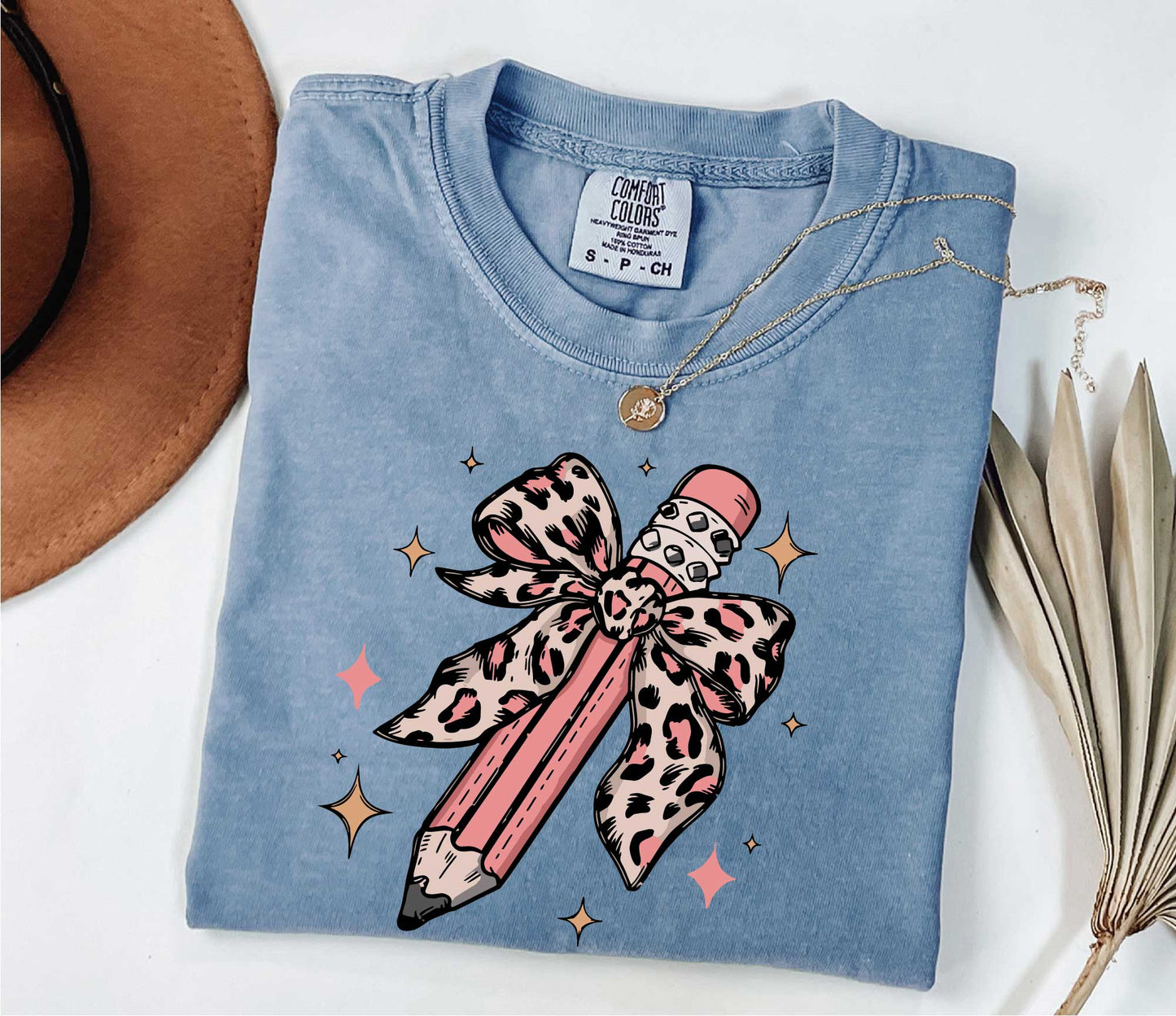 Leopard Pencil Bow Teacher Shirt, Back to School Shirt
