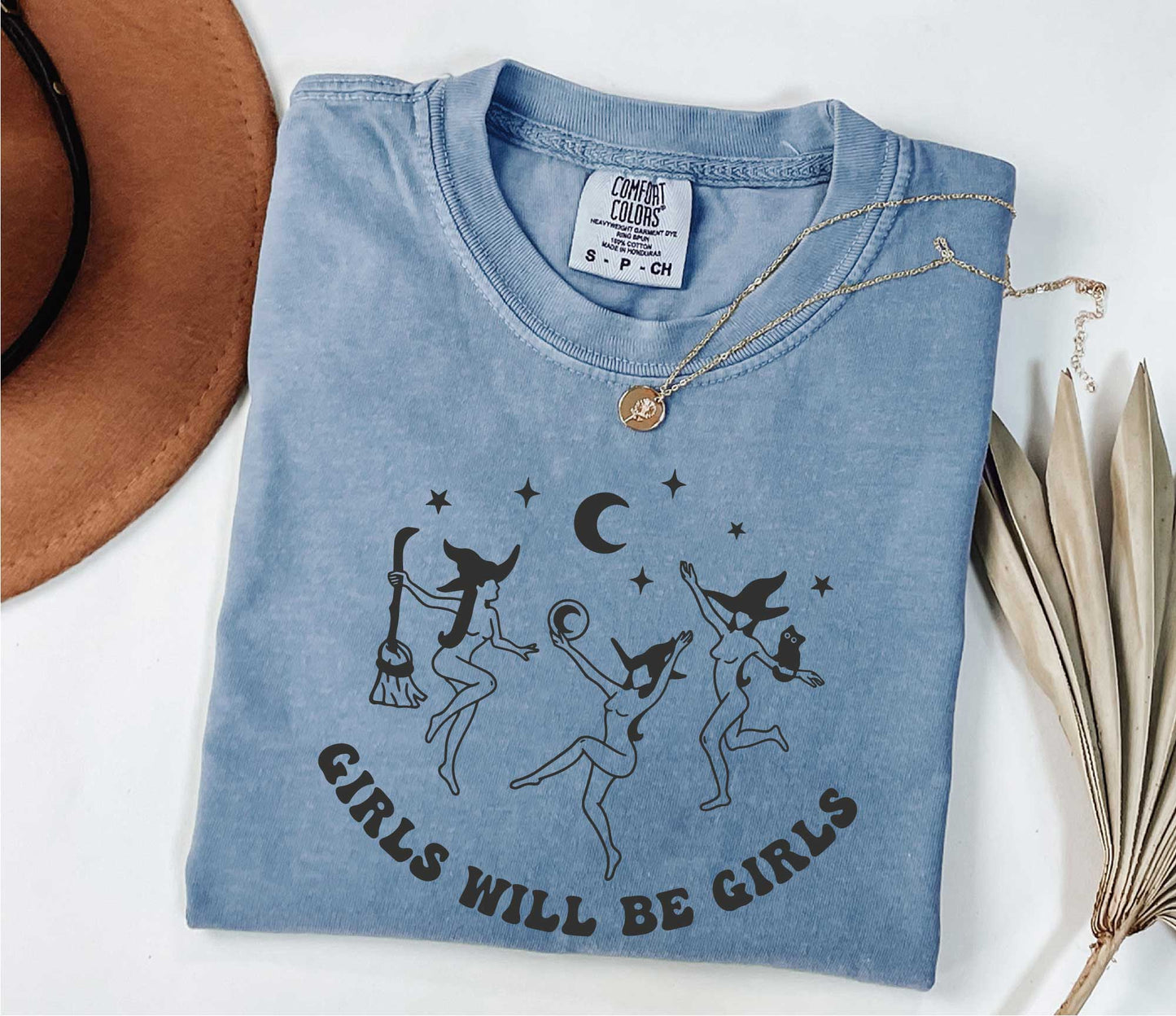 Girls Will Be Girls Halloween Witch Shirt, Comfort Colors Witch T-shirt, Halloween Women Shirt
