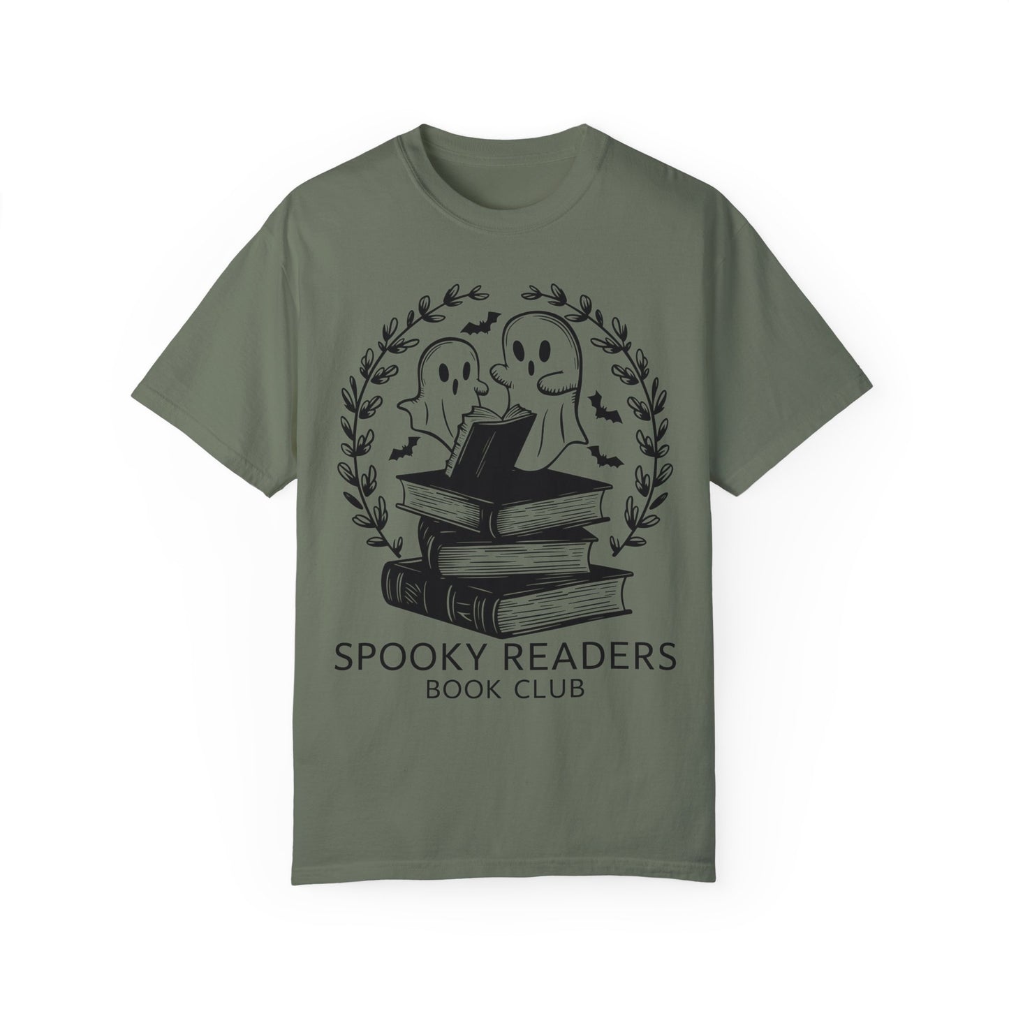 Comfort Colors Spooky Book Club Shirt, Book Ghost Shirt, Halloween Shirt Moss
