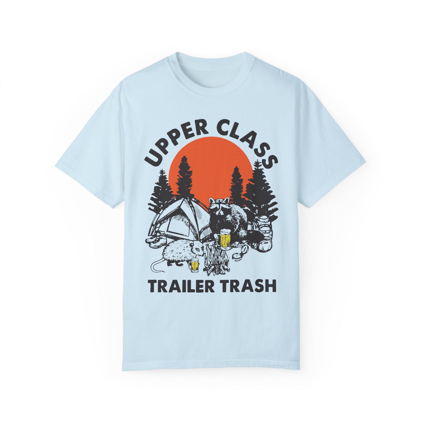 Upper Class Trailer Trash Shirt - Cute Raccoon Camp Shirt Chambray