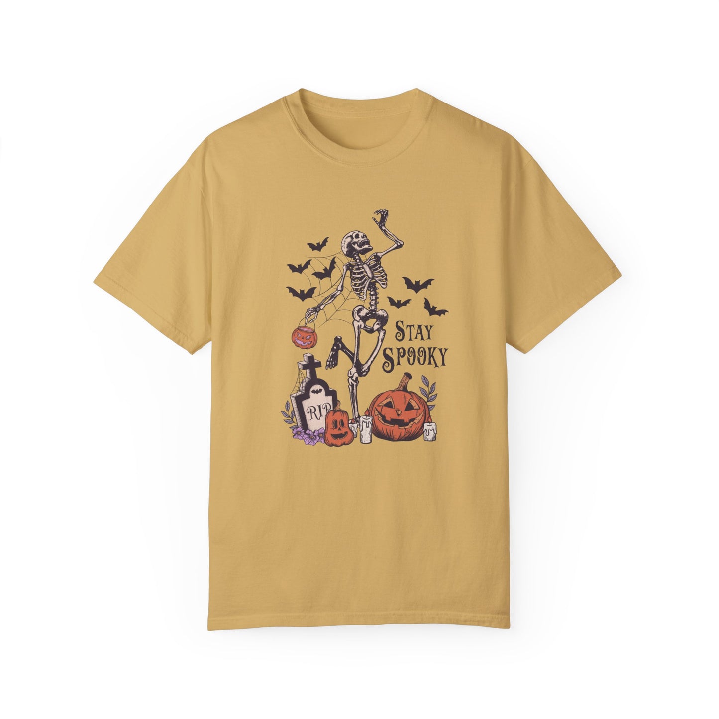 Comfort Colors® Dancing Skeleton Shirt - Stay Spooky Shirt Mustard