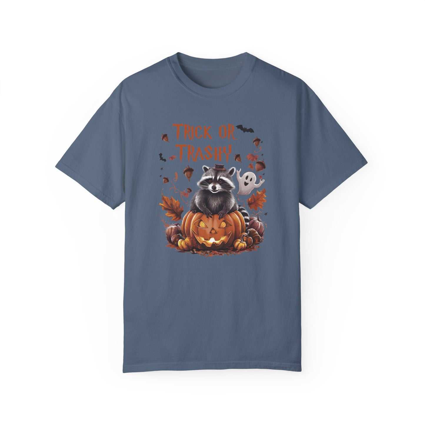 Comfort Colors® Trick or Trashy Racoon Halloween Shirt Blue Jean