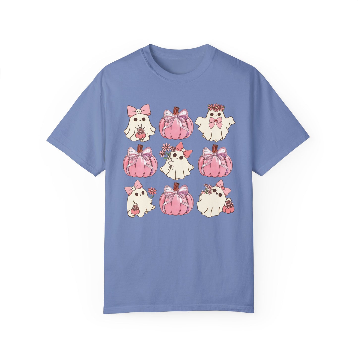 Halloween Coquette Pink Pumpkin Shirt Washed Denim