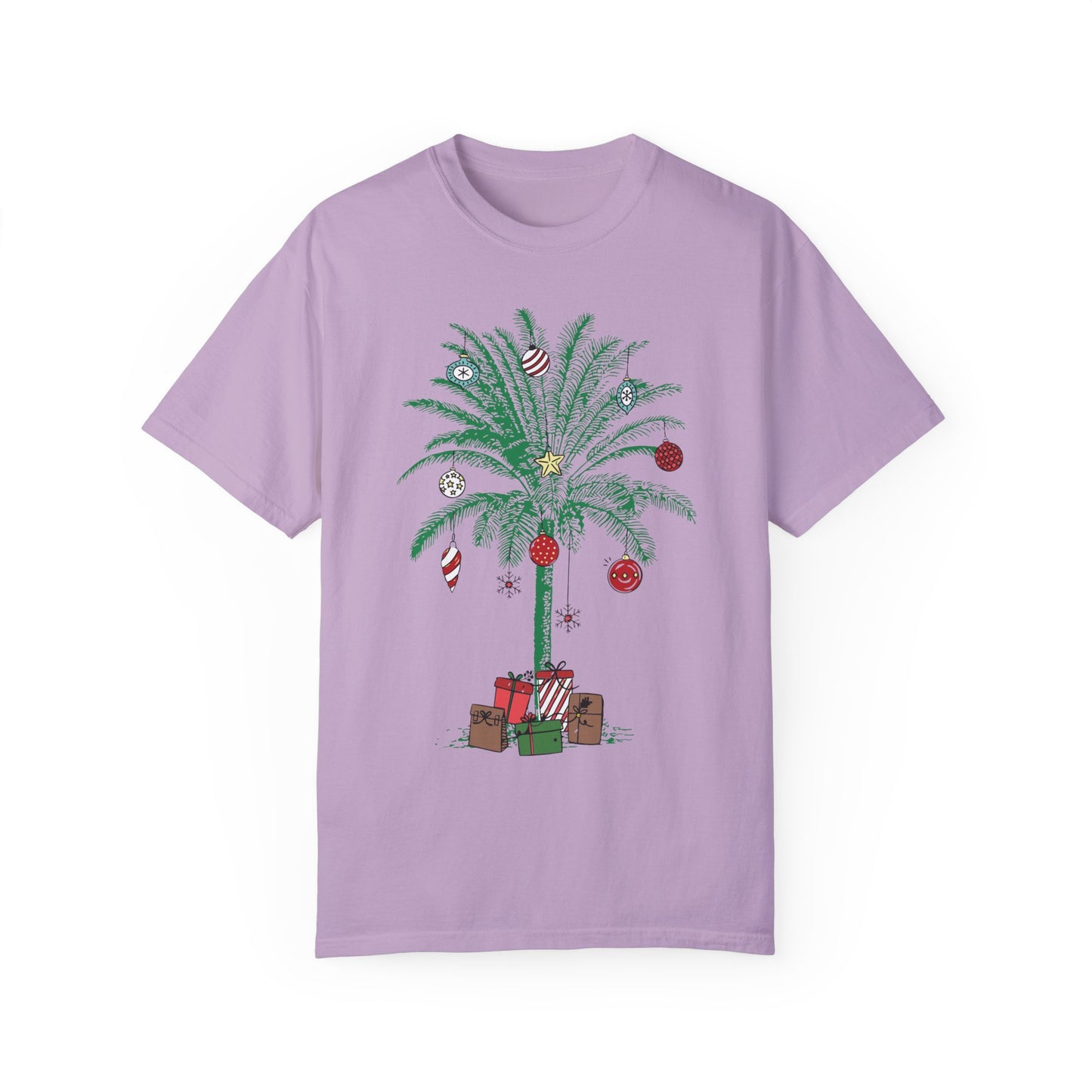 Christmas Palm Tree Shirt - Beach Aloha Xmas Tee Orchid