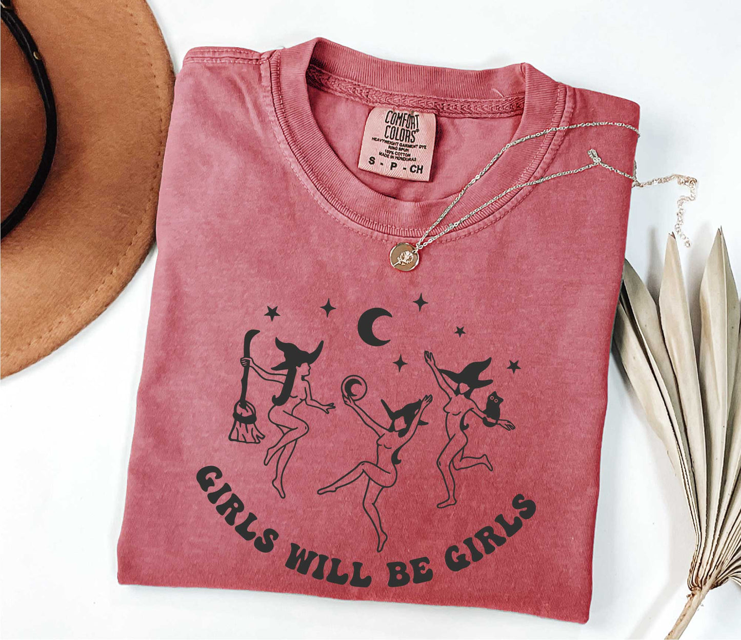 Girls Will Be Girls Halloween Witch Shirt, Comfort Colors Witch T-shirt, Halloween Women Shirt