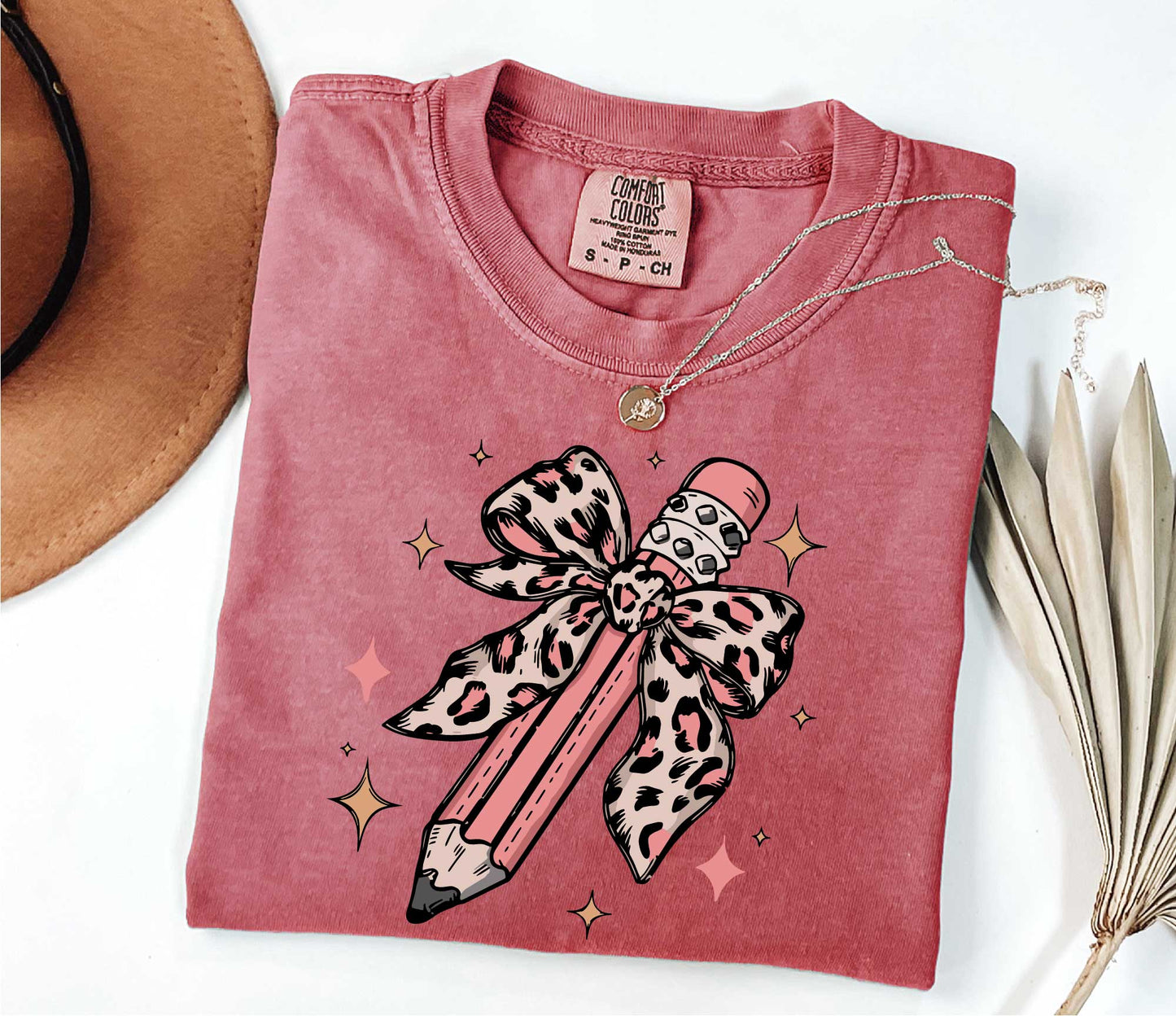 Leopard Pencil Bow Teacher Shirt, Back to School Shirt