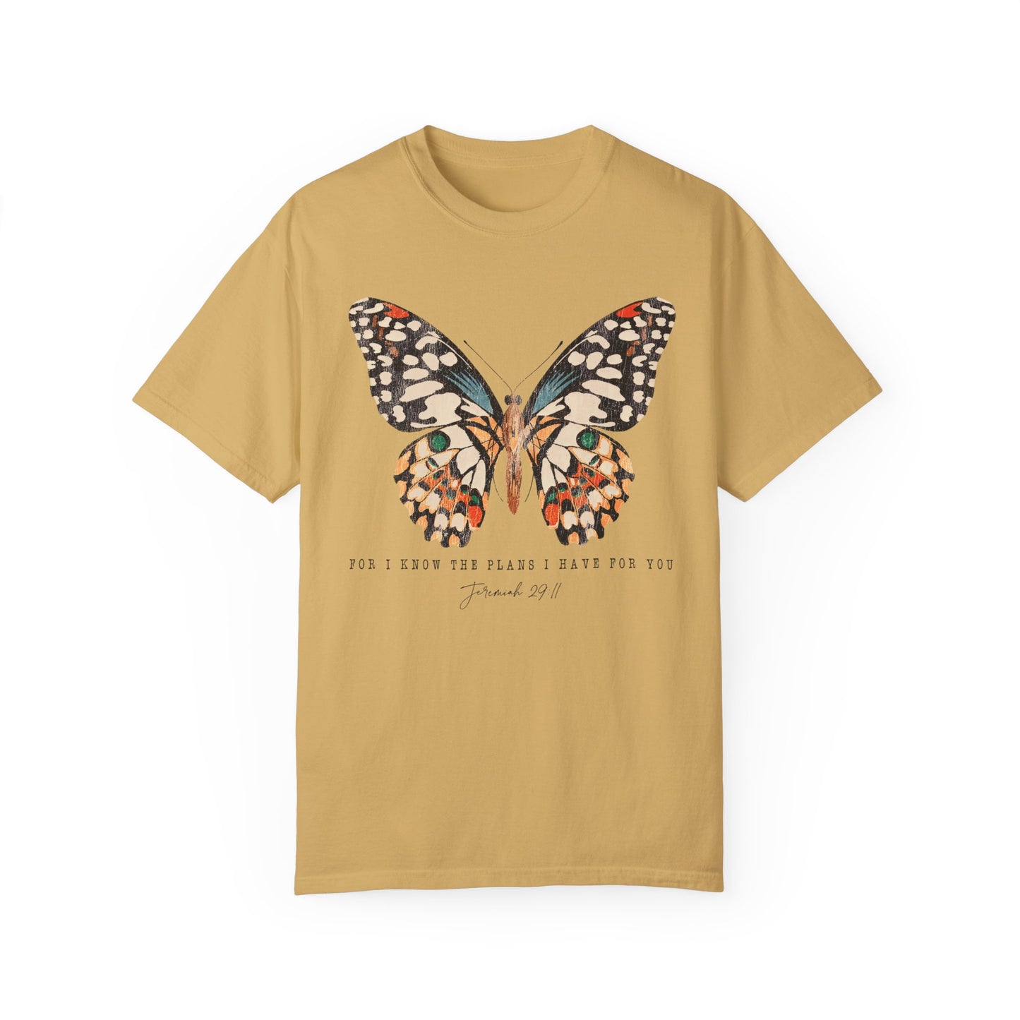 Jeremiah 29:11 Butterfly Shirt - Inspirational Christian Apparel Mustard
