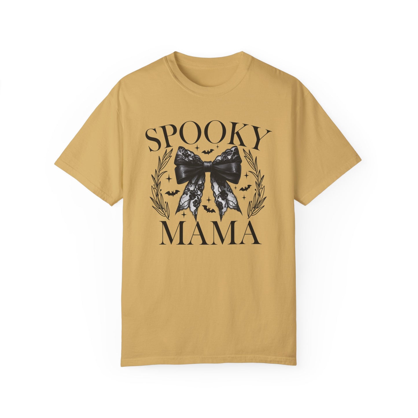 Spooky Mama Coquette Halloween Shirt Mustard