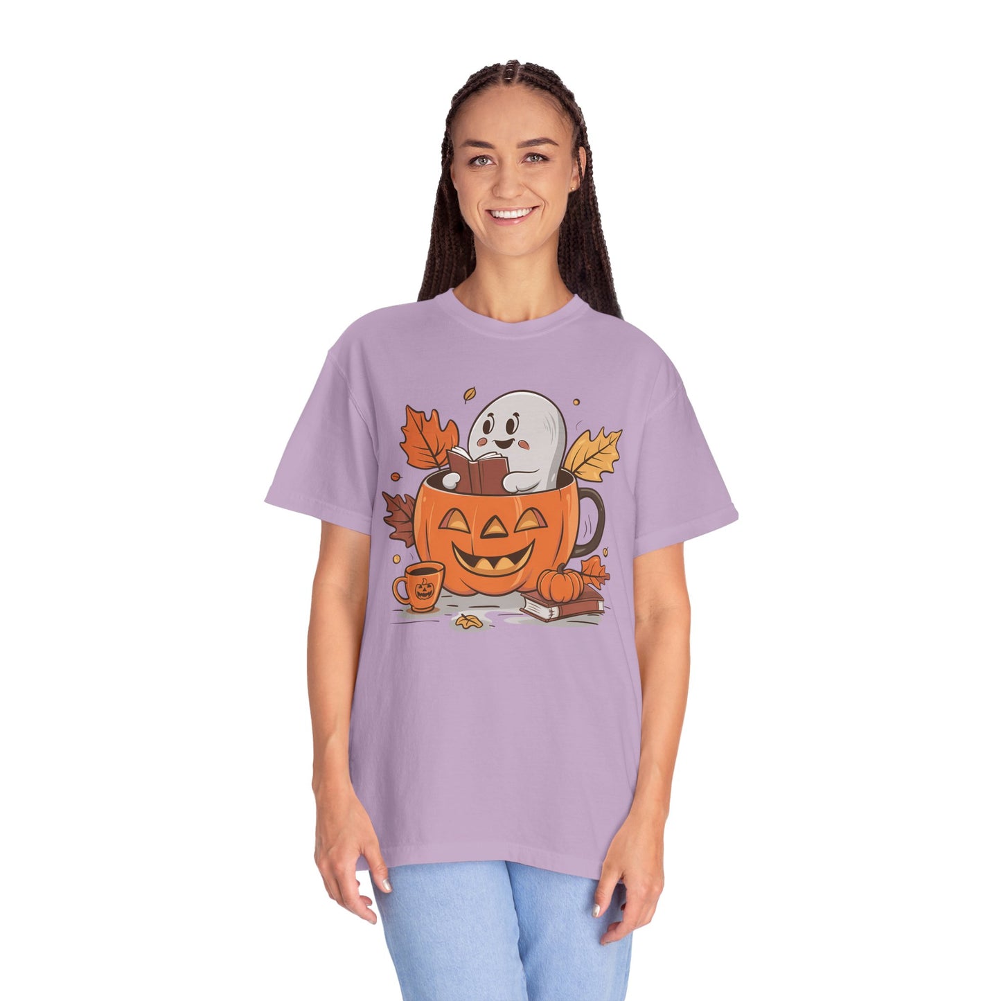 Cute Pumpkin Bookish Ghost Halloween Shirt